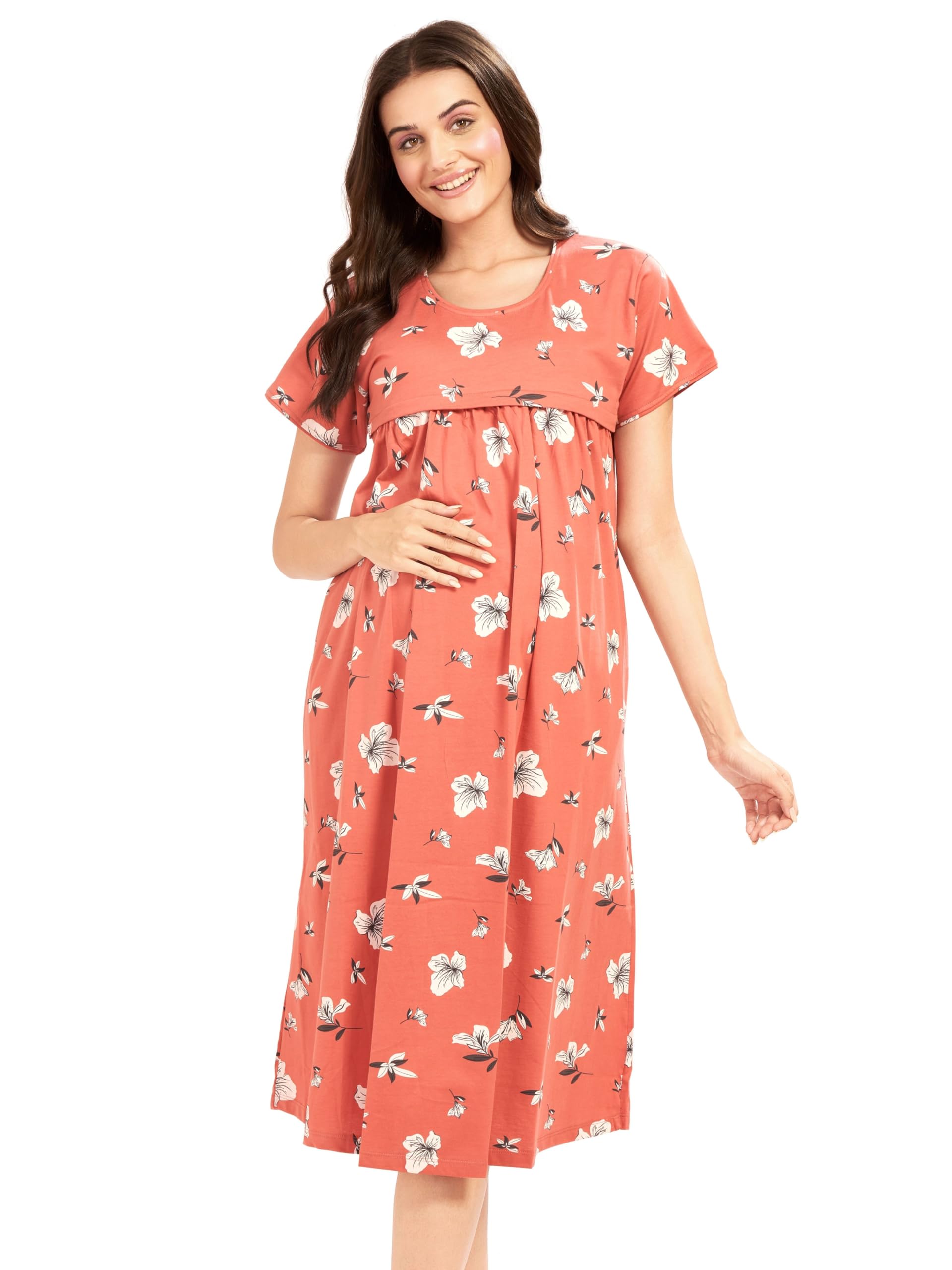 AV2 Women's Maternity Feeding Nighty - Brown