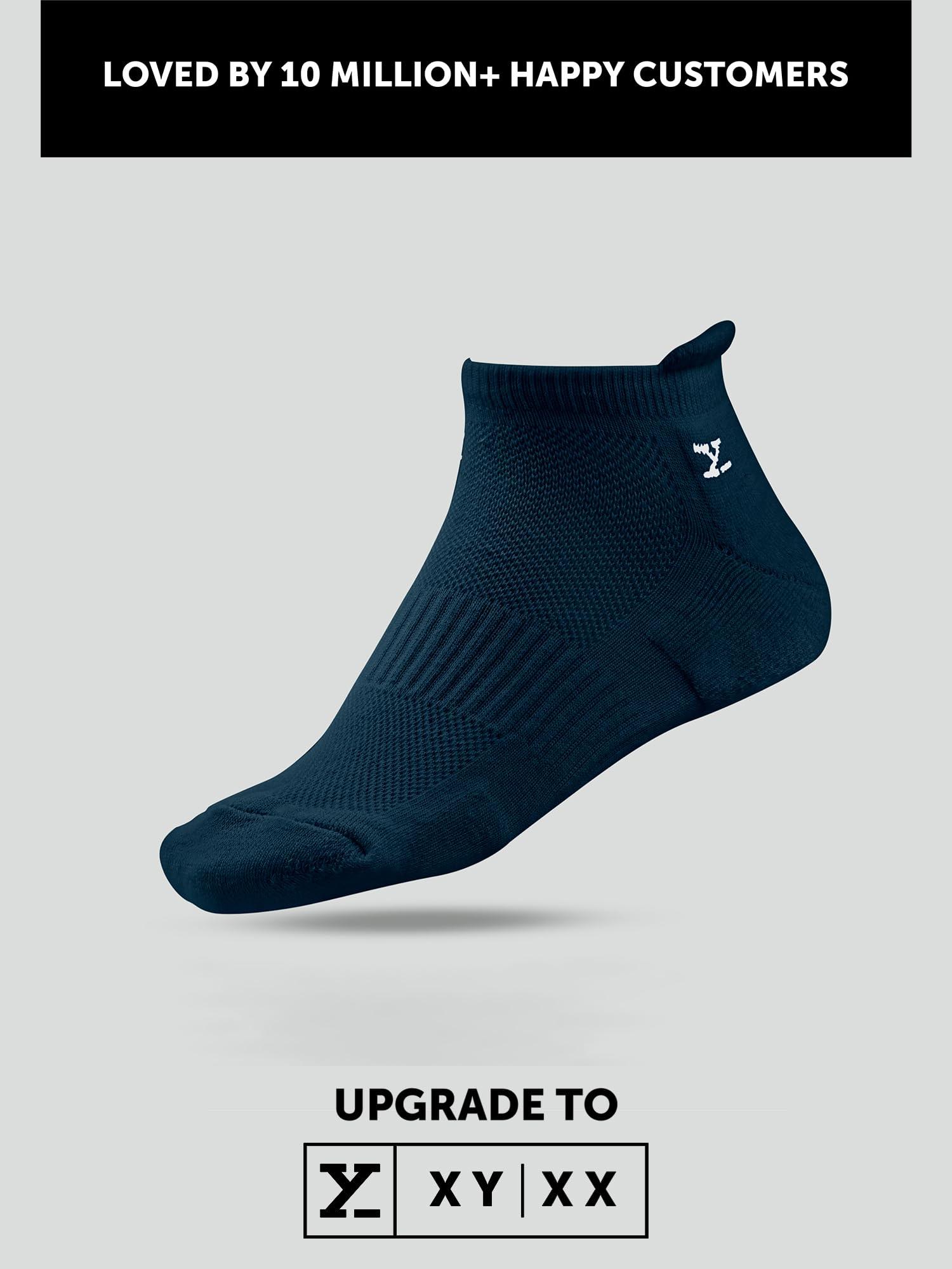 XYXX Mens Ankle-Length Socks - Midnight Blue Polar White - Image 4