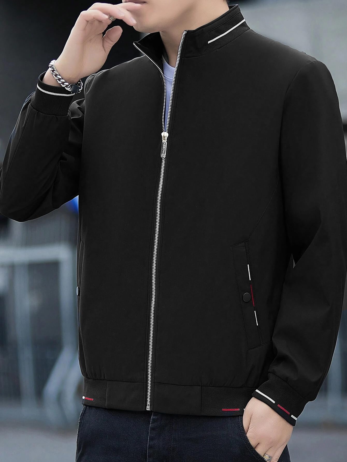 JVX Men's Black Bomber Jacket - Image 5