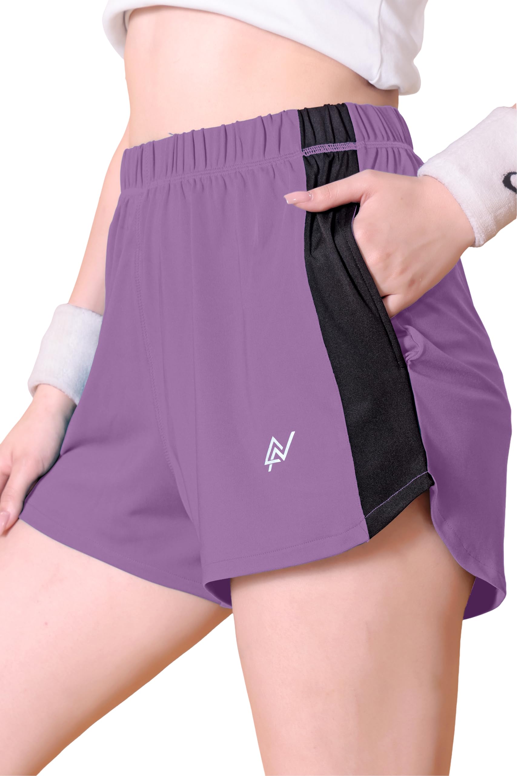 Nexsus Women's Flex Shorts - Plum Purple & Black