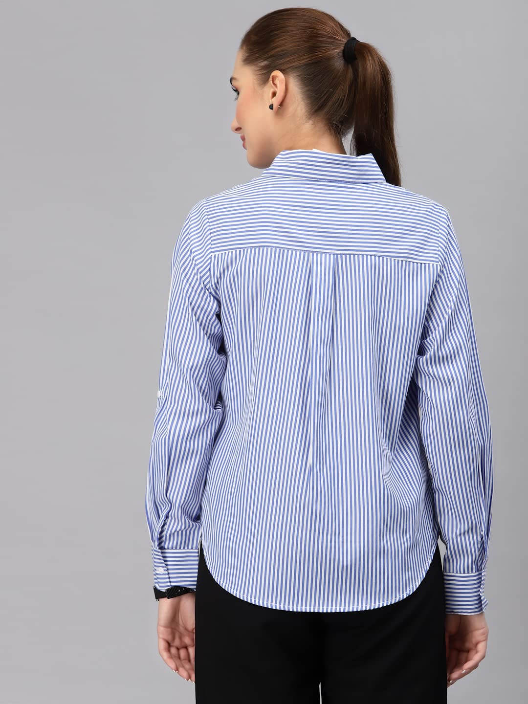 Style Quotient Women Blue Striped Shirt - Image 4