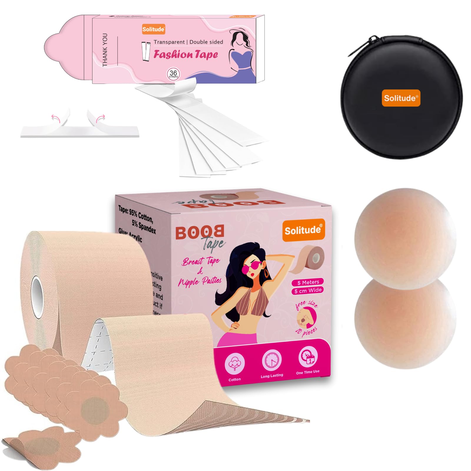 Solitude Boob Tape - Invisible Breast Lift for Women - Brown