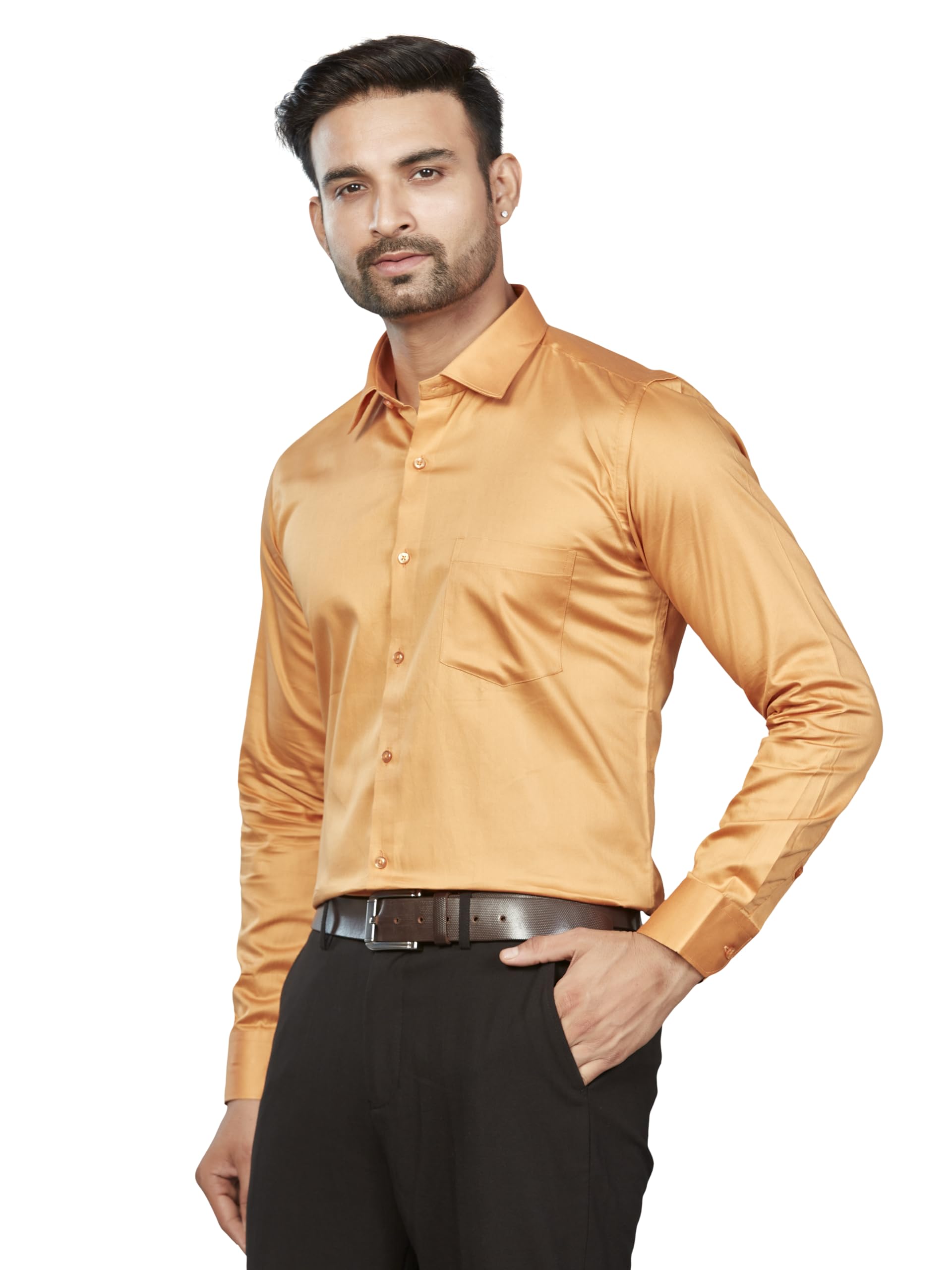 DUKUL Men's Orange Formal Shirt - Image 4
