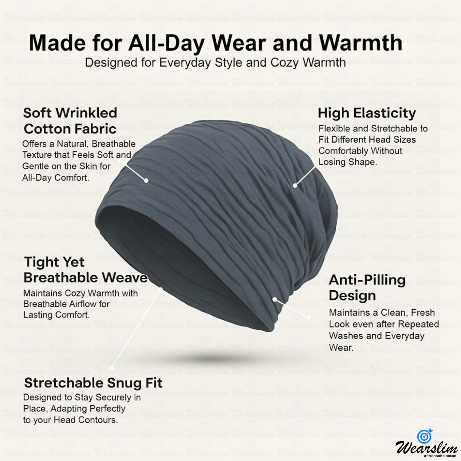 Wearslim Thermal Ruched Beanie for Men & Women - Image 4