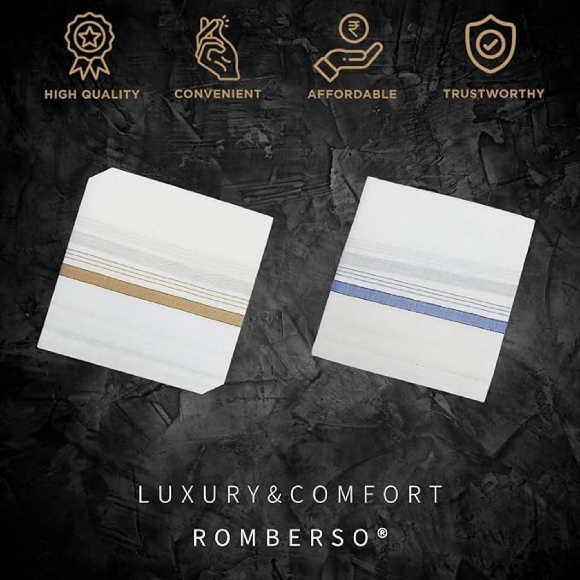 Romberso Men's Handkerchiefs - Striped - Image 5