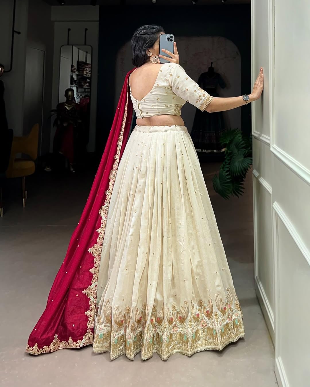 SATVASHIV Women's Vichitra Embroidered Lehenga Choli - Image 2