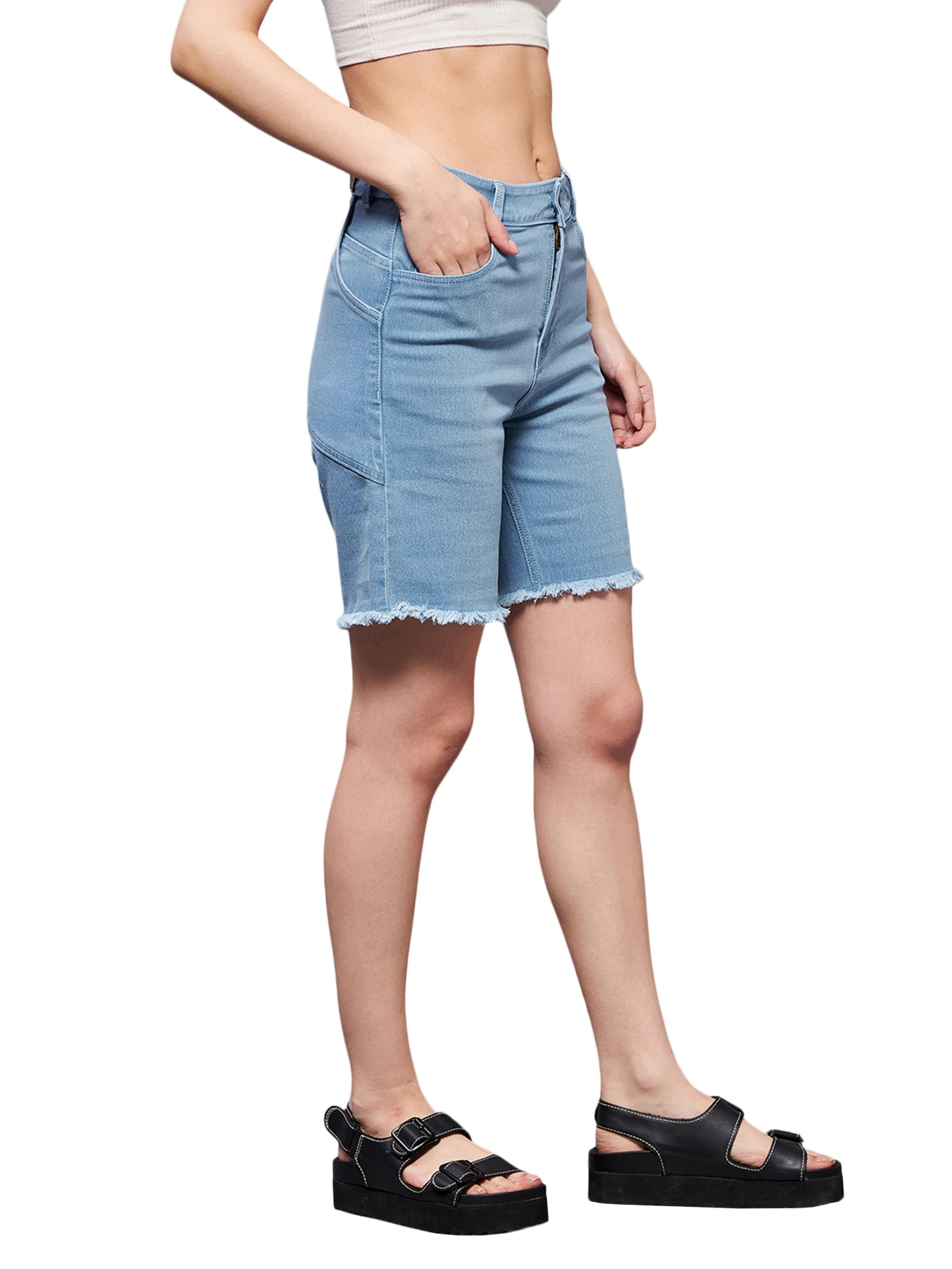 Miss Chase Women's Light Blue Denim Shorts
