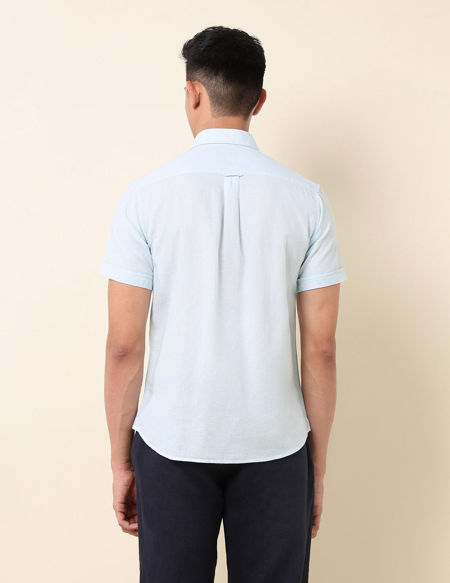 U.S. POLO ASSN. Men's Cotton Linen Shirt - Blue - Image 5