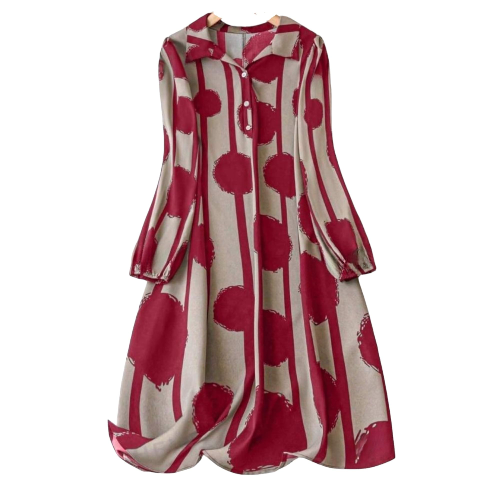 Gufrina Women's Full Sleeve Collar Neck Dress