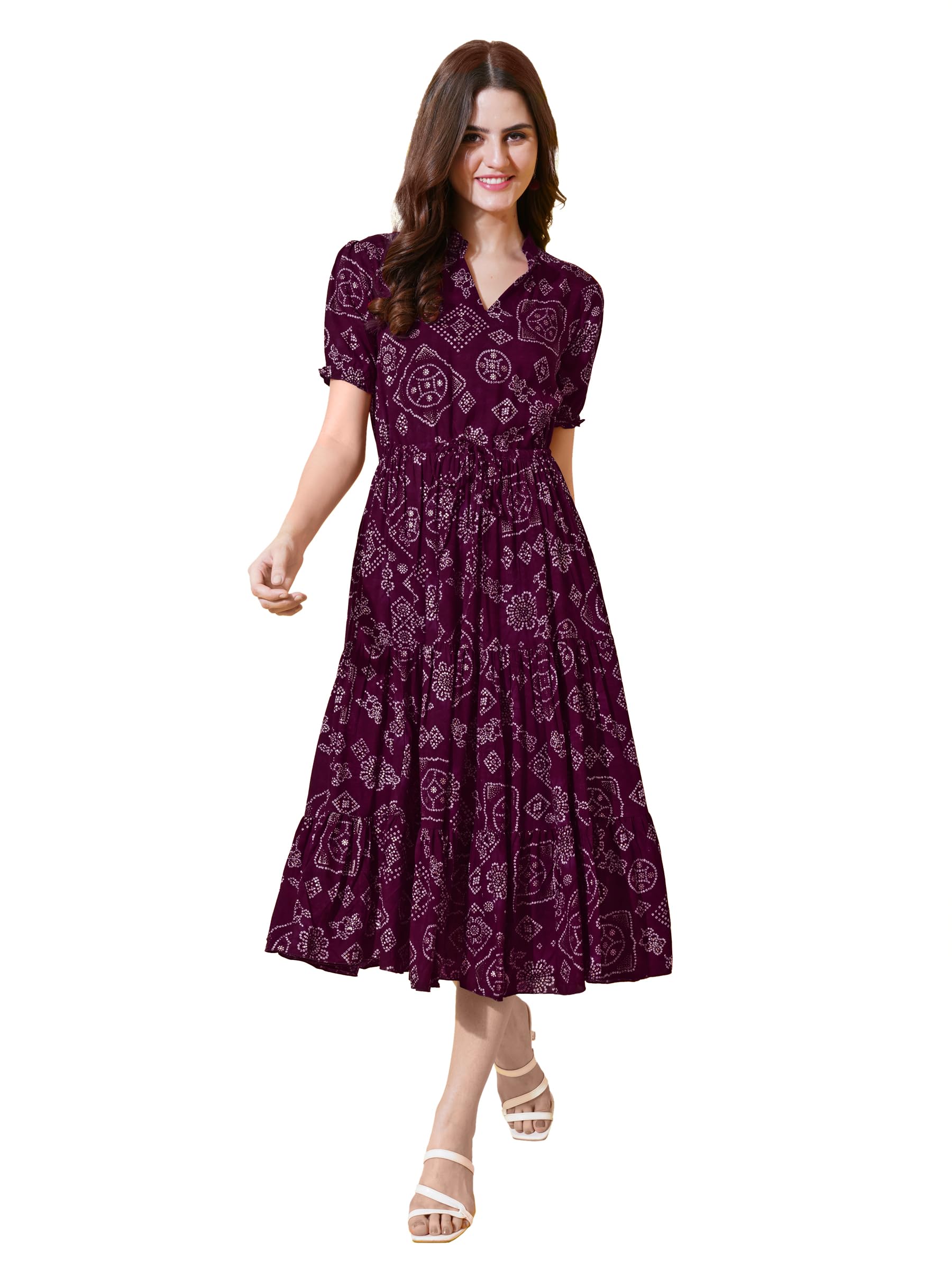 flowervelly Women Midi Dress - Purple