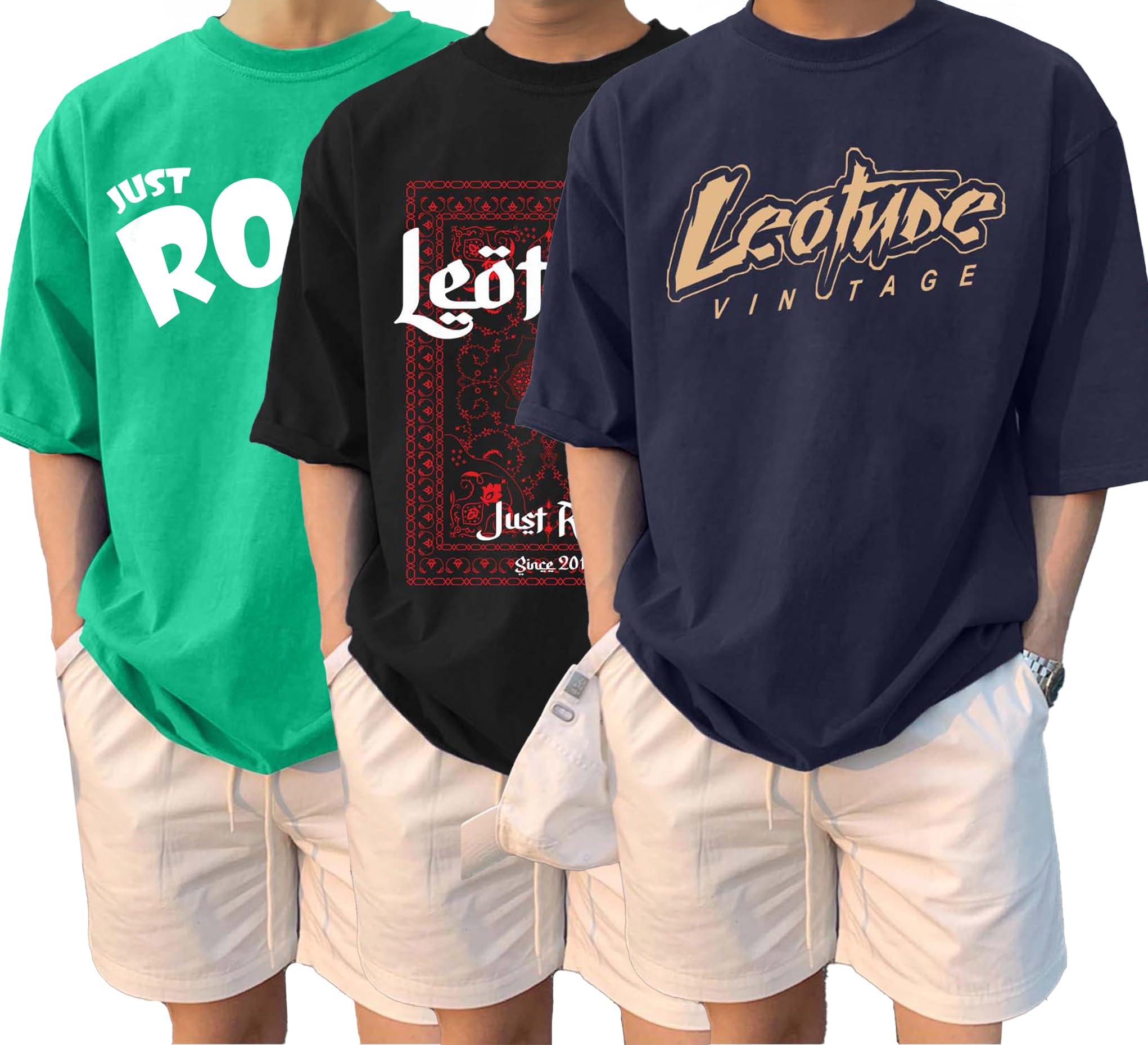 LEOTUDE Men's Graphic Print Tshirt - Navy