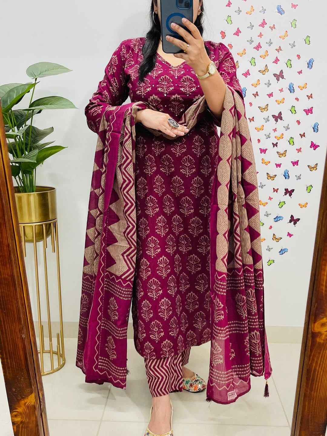 Rangnavi Maroon Cotton Kurta Set - Image 4