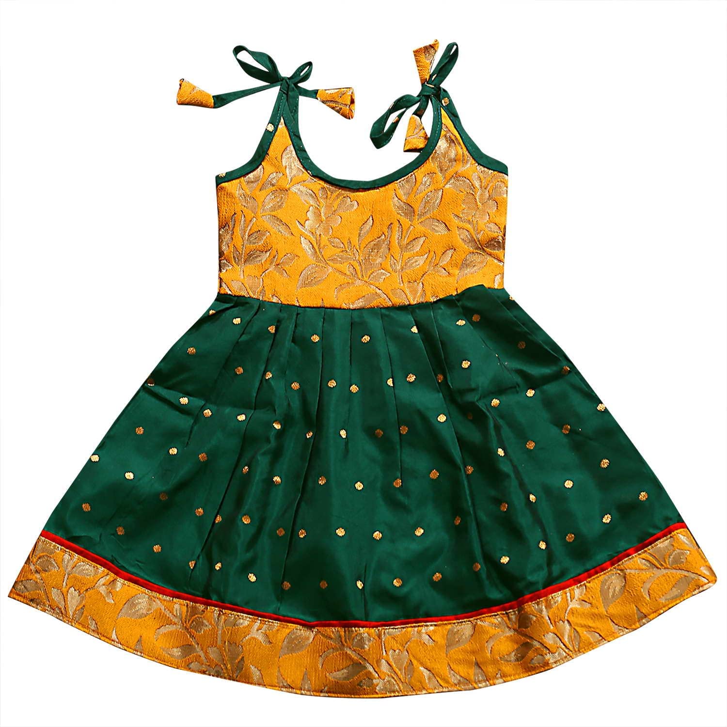 PW PLATYPUS WORLD Baby Girl Knee Length A-Line Dress - Green and Yellow