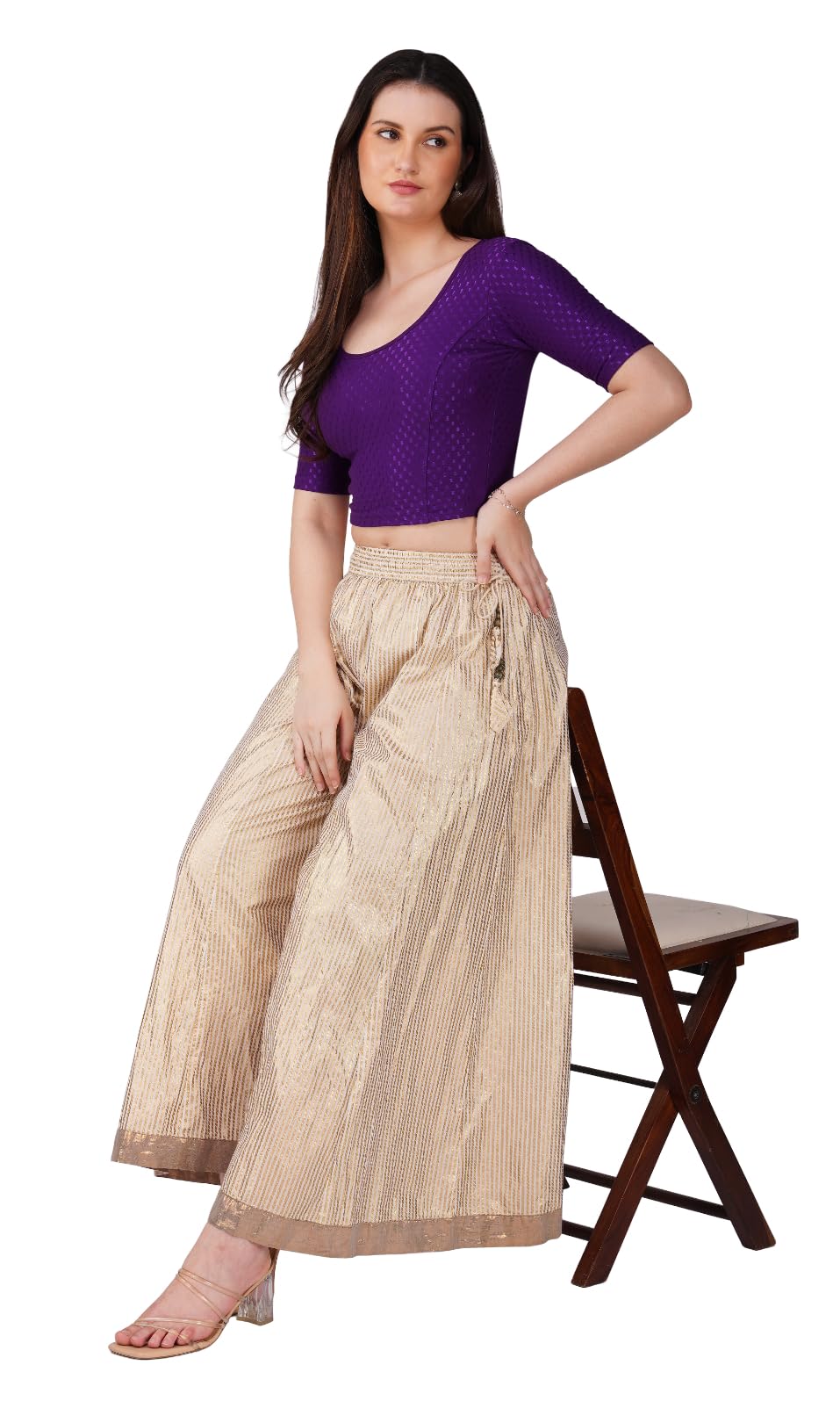 Pure Cotton Saree Blouse for Women - Purple - Image 5