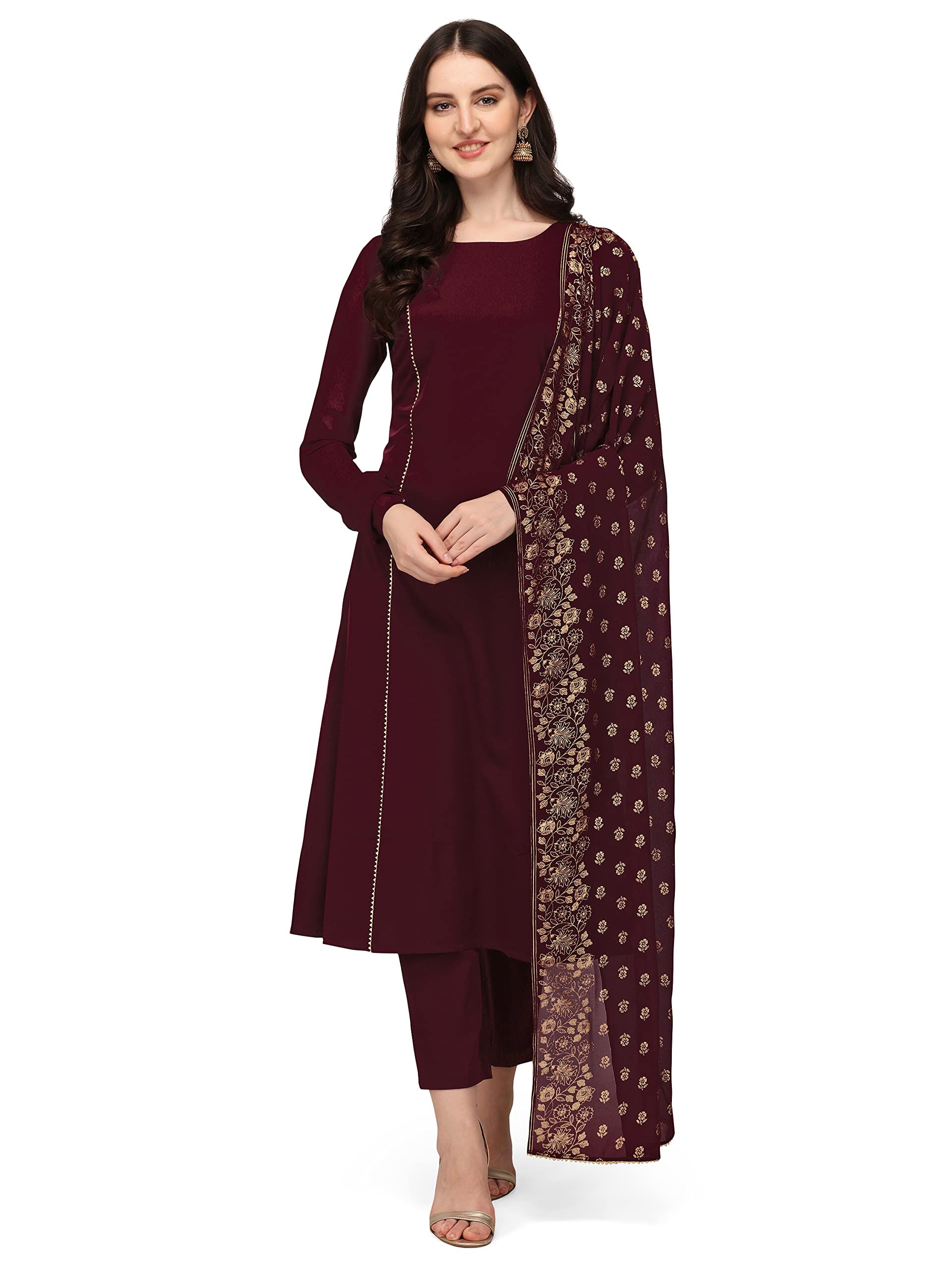 FIORRA Women's Maroon Kurta with Pant and Dupatta - Image 2