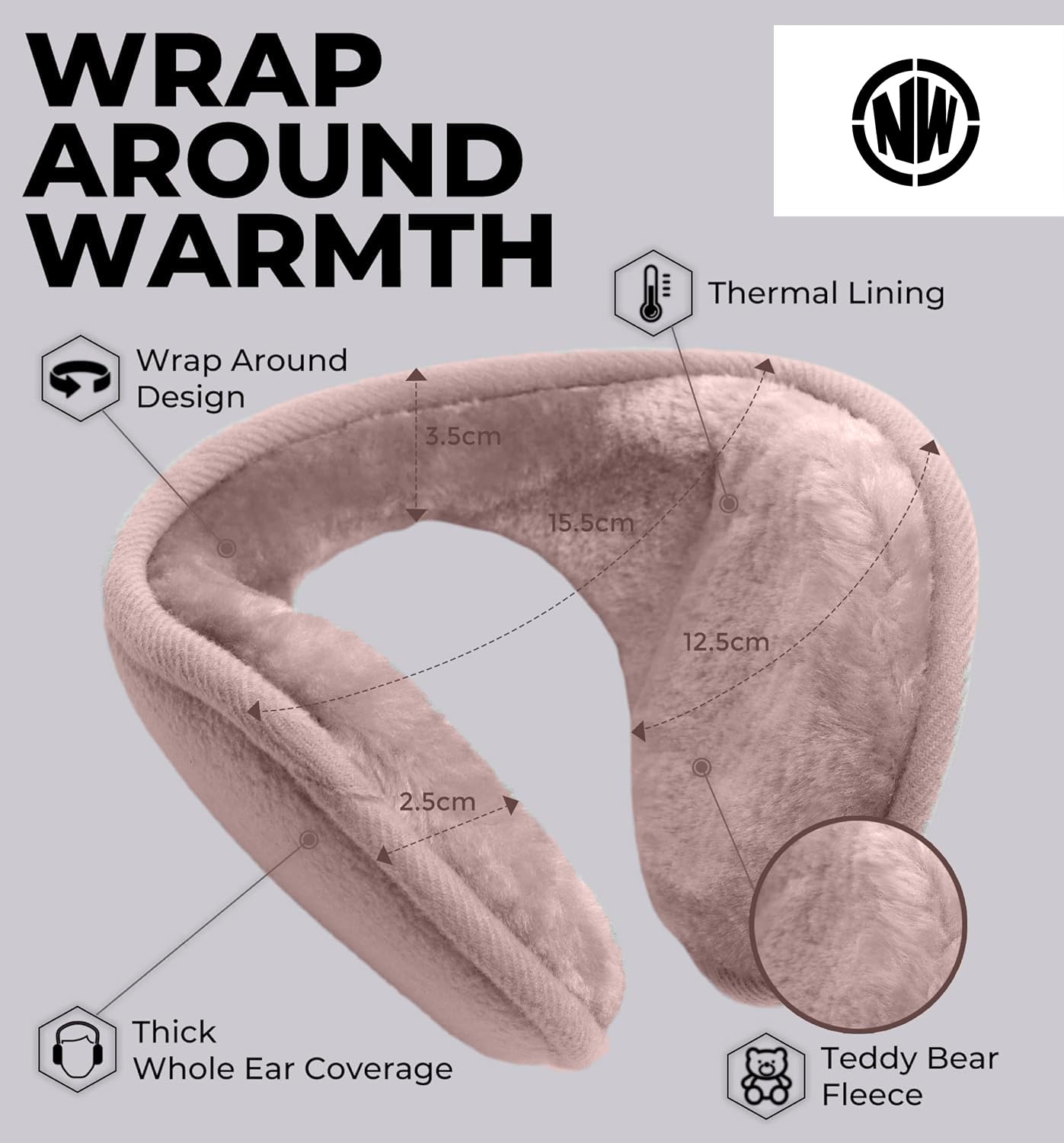 NORTHWIND Winter Earmuffs for Men & Women - Pink - Image 3