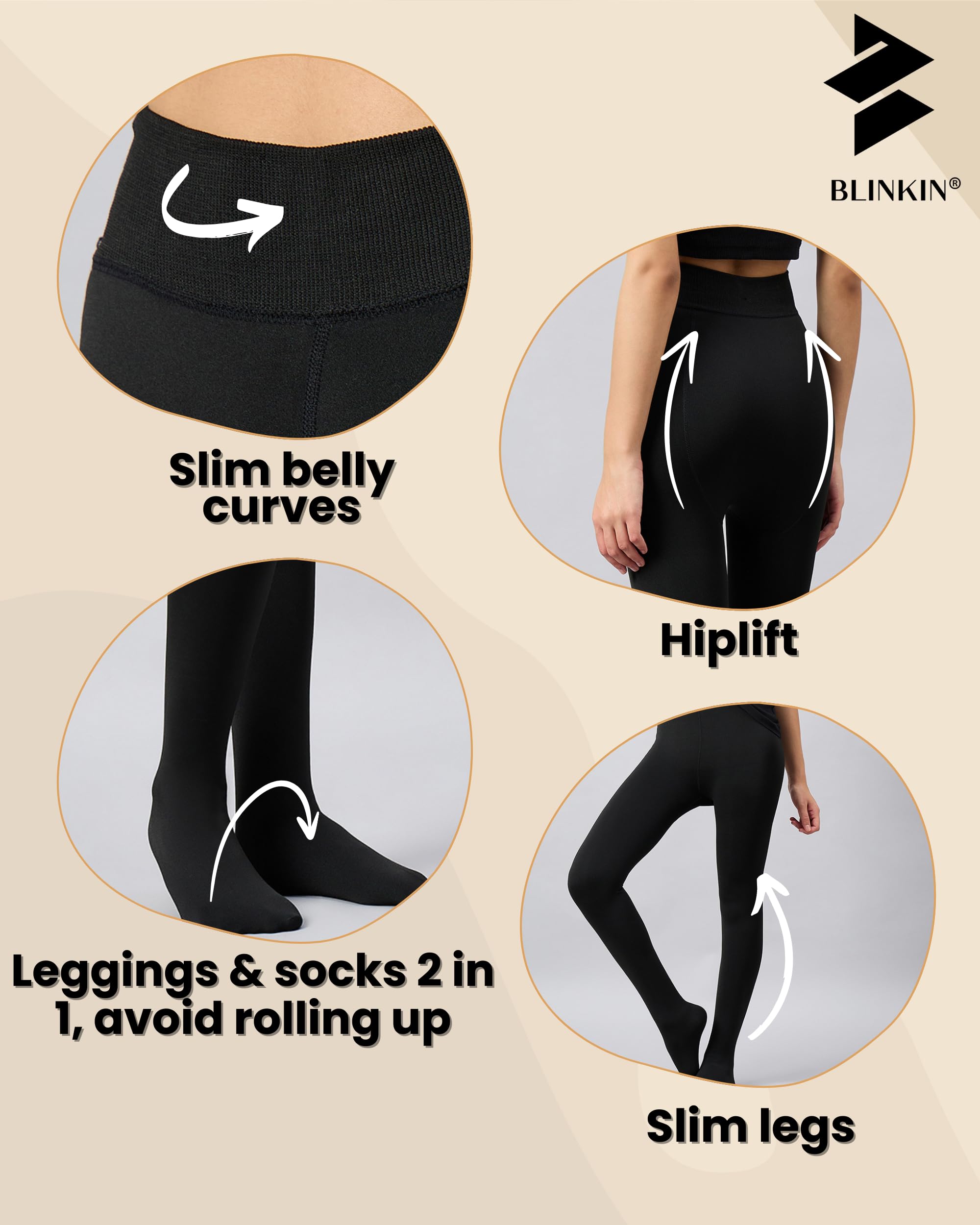 BLINKIN Women Fleece Leggings Thermal Tights - Image 4