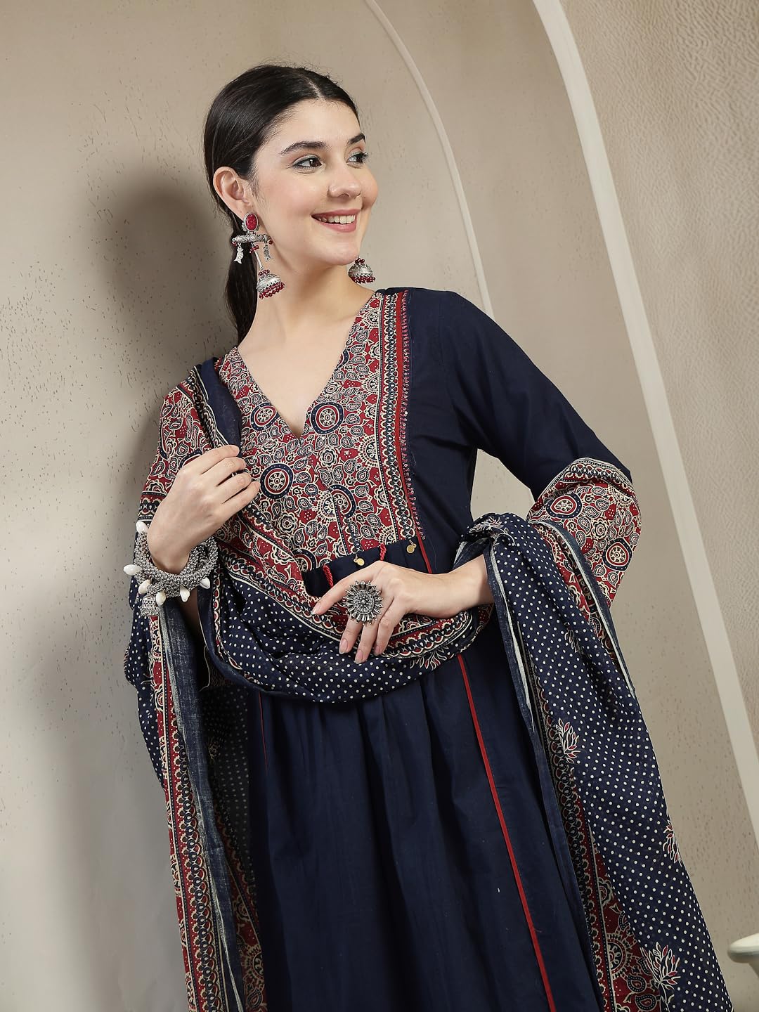 Stylum Ajrakh Printed Cotton Kurta Set - Image 5