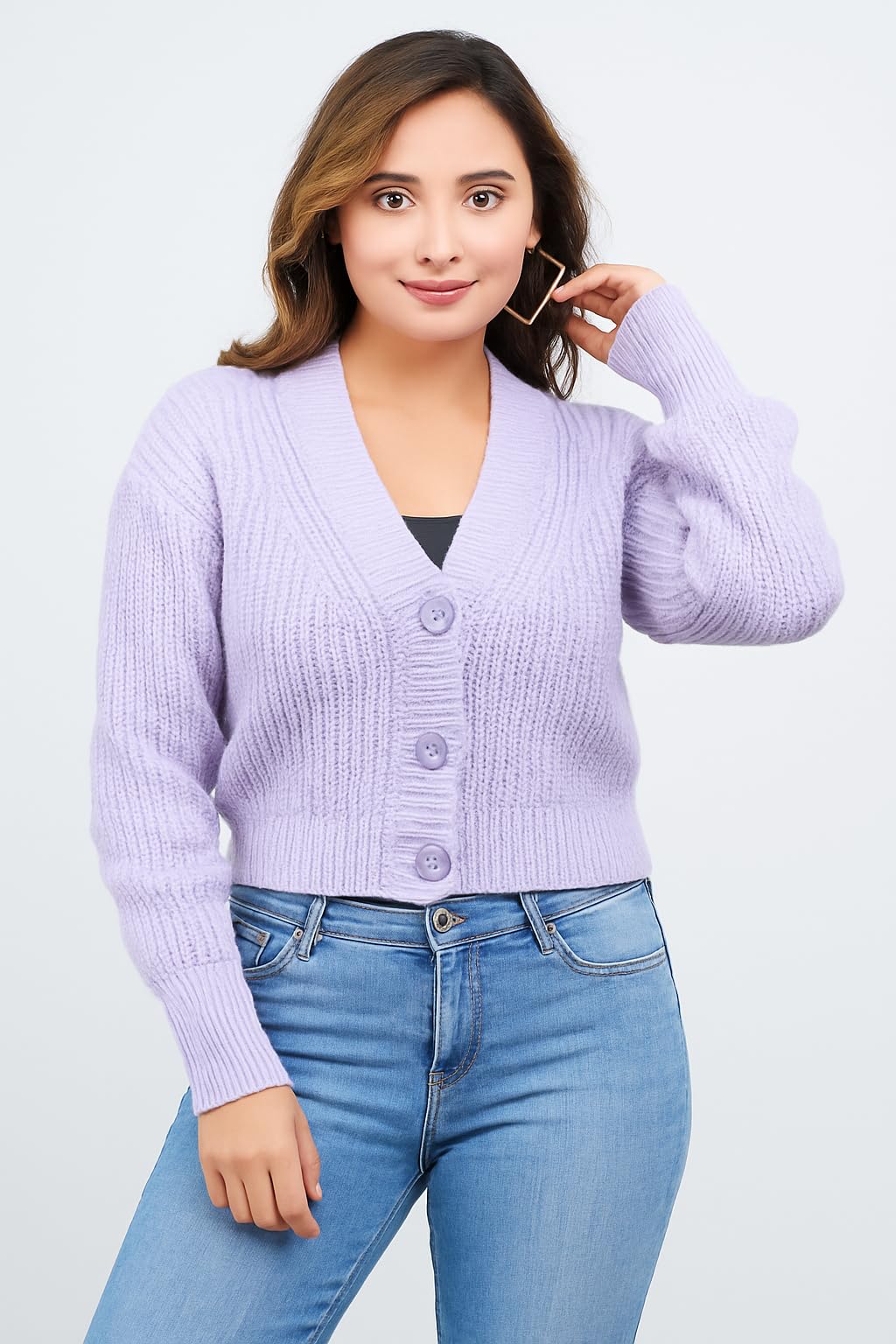 FEVERFEW Women's V Neck Knitted Sweater - Image 5