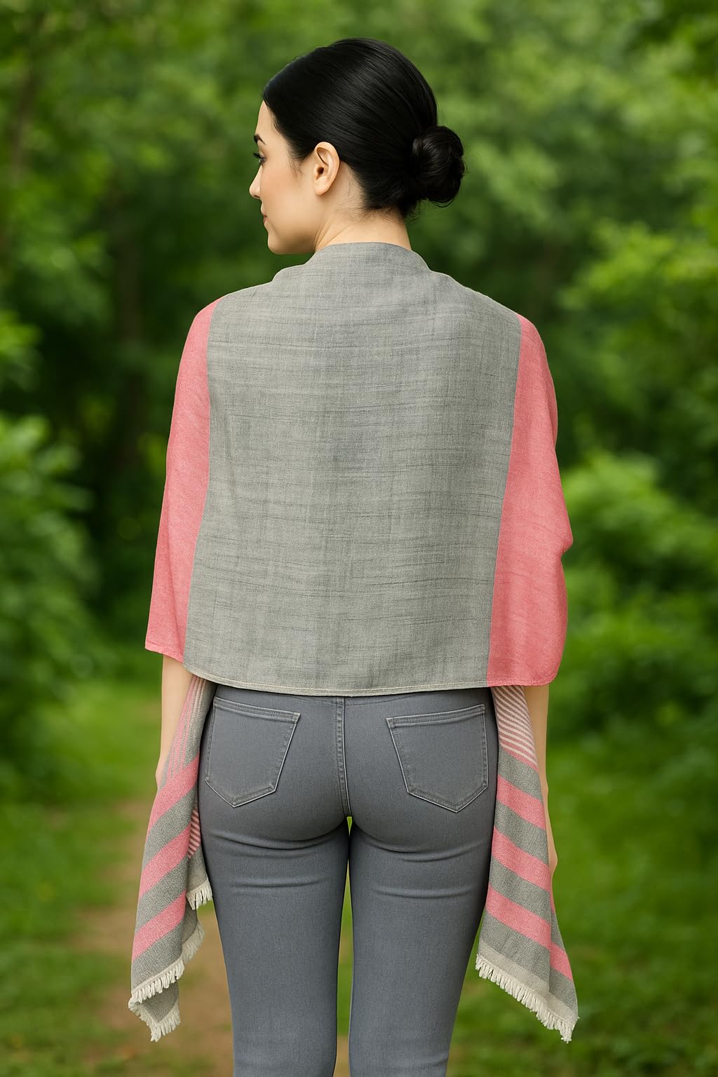 Flyer Women's Stole Scarf - Pink & Grey - Image 5