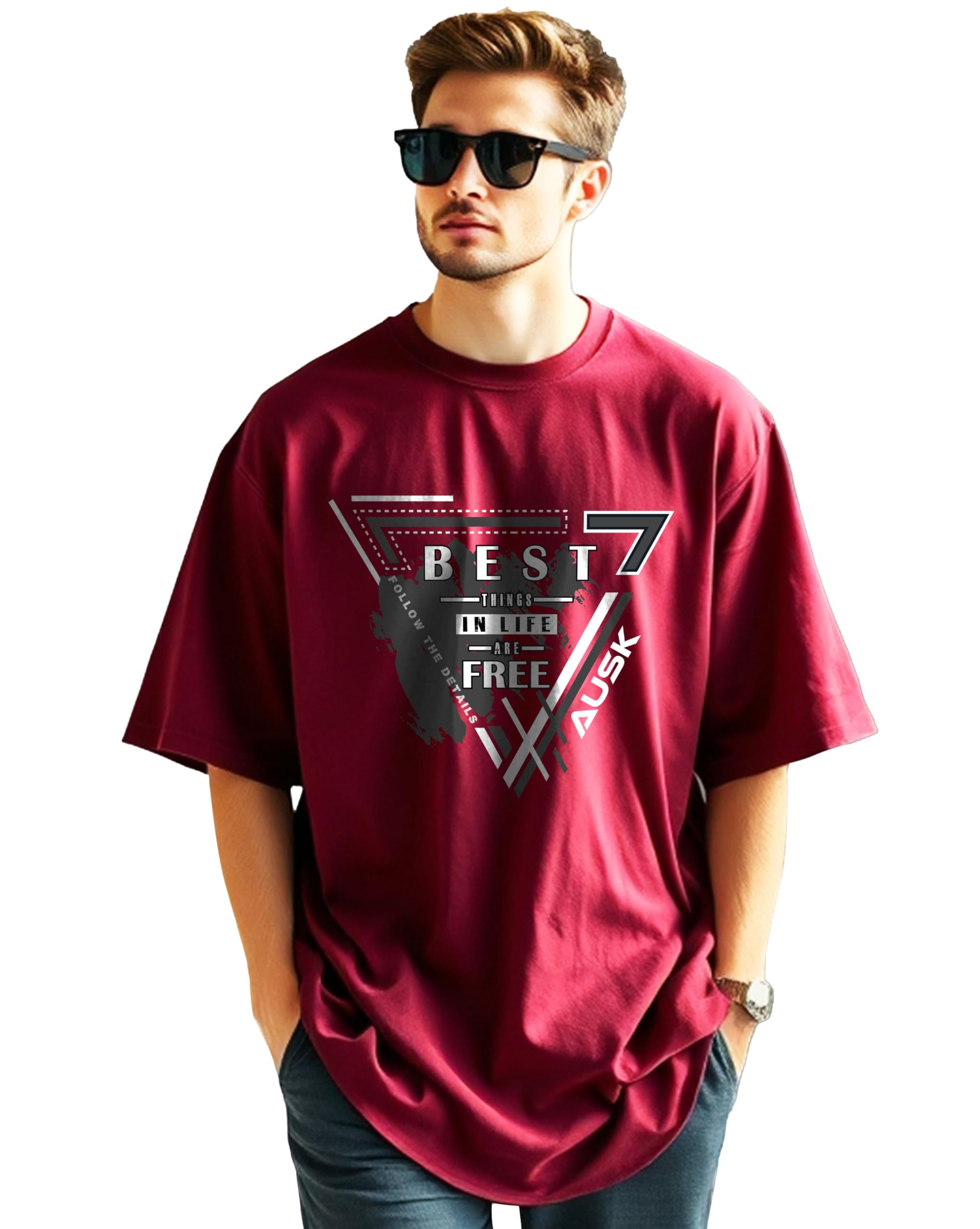 AUSK Men's Maroon T-Shirt