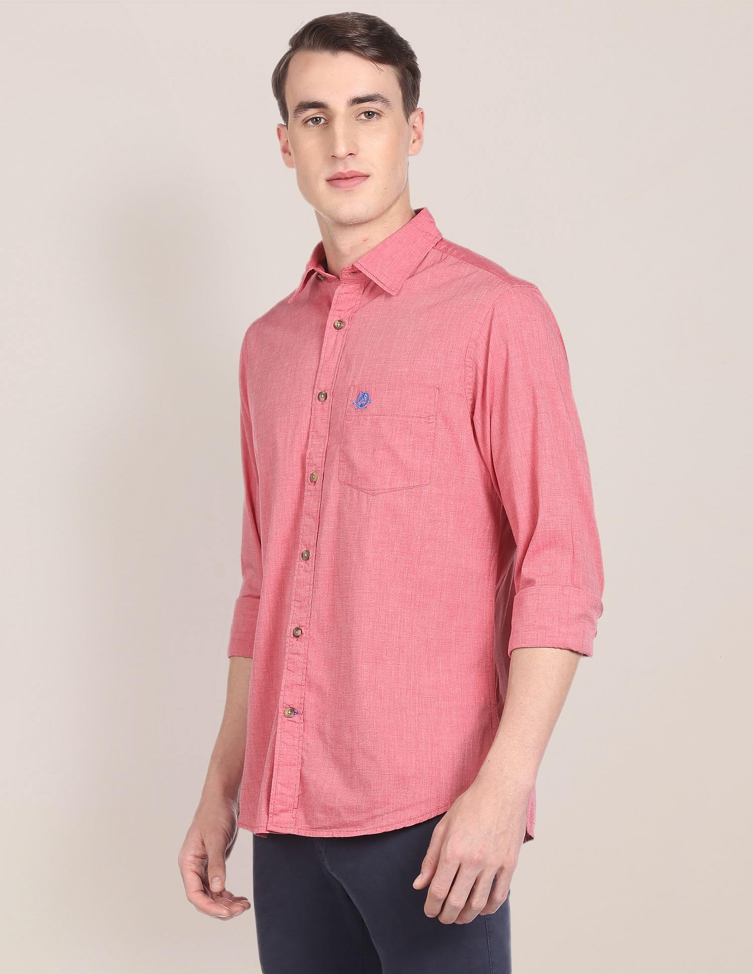U. S. POLO ASSN. Men's Solid Spread Collar Cotton Shirt - Red - Image 4