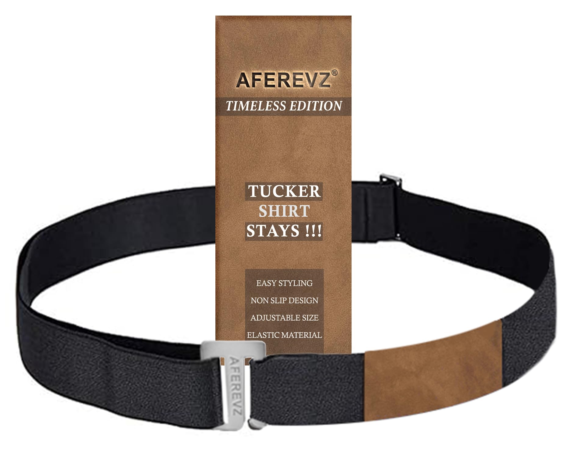 AFEREVZ Tucker Shirt Stay Belt - Leather Patch