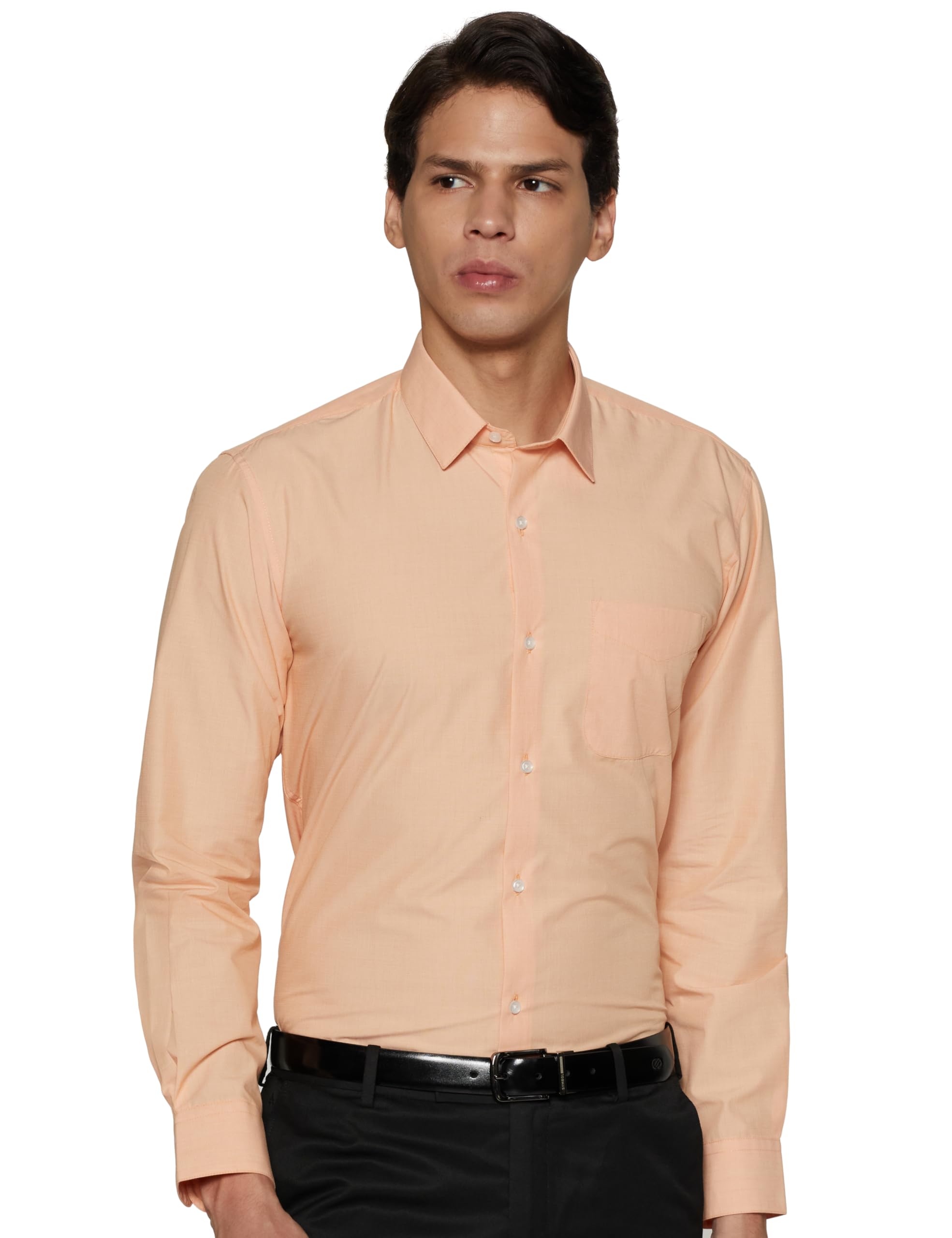Peter England Men's Formal Shirt - Peach