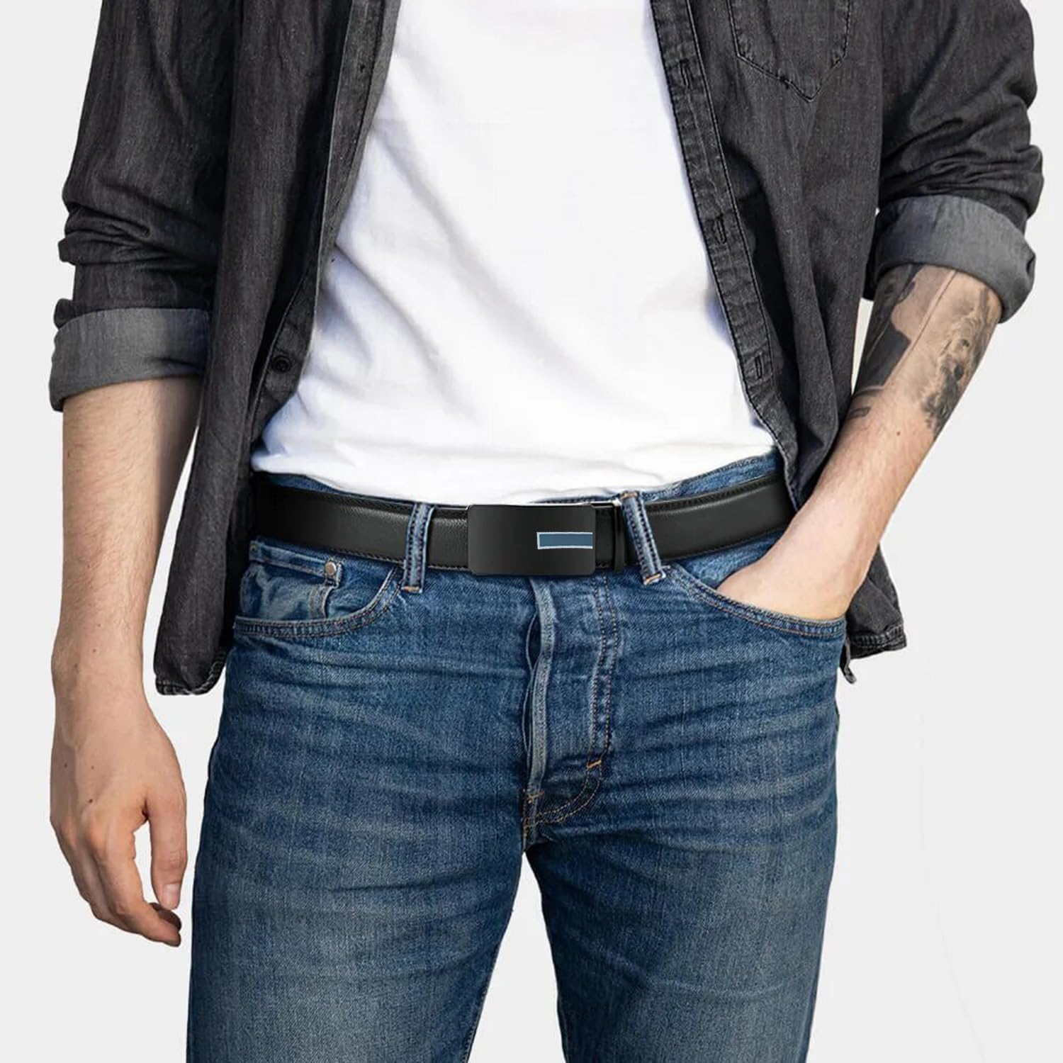 ZORO Vegan Leather Belt for Men - Black - Image 4