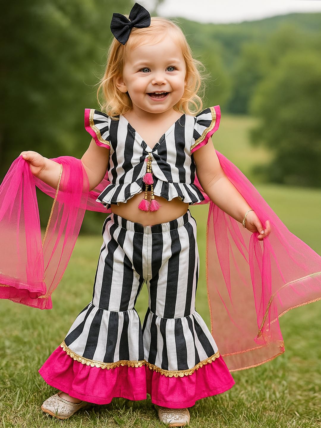 A.T.U.N. Girls Crop Top and Sharara with Dupatta - Image 2