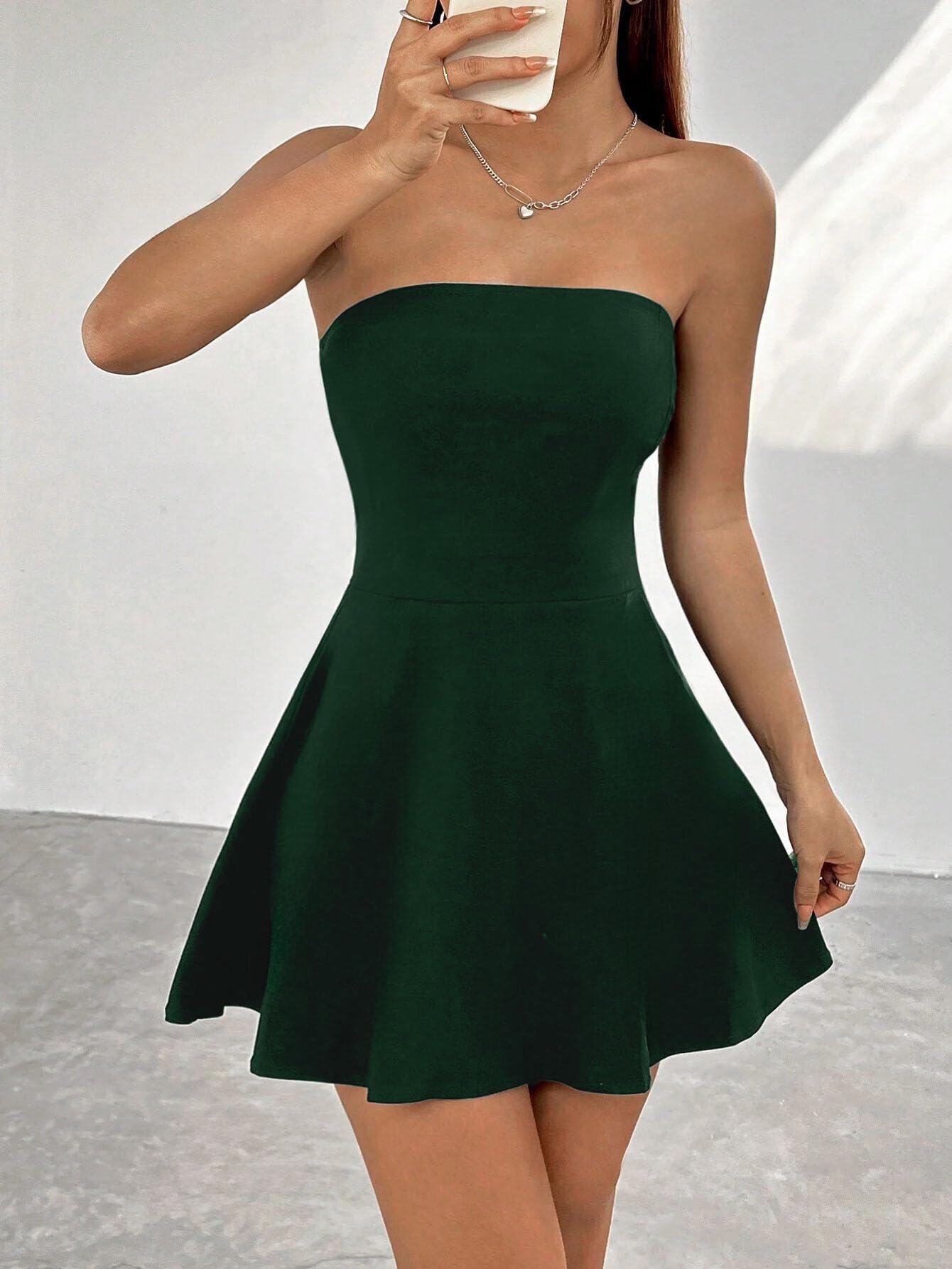 TIVANTE Dark Green Sleeveless Dress for Women - Image 5