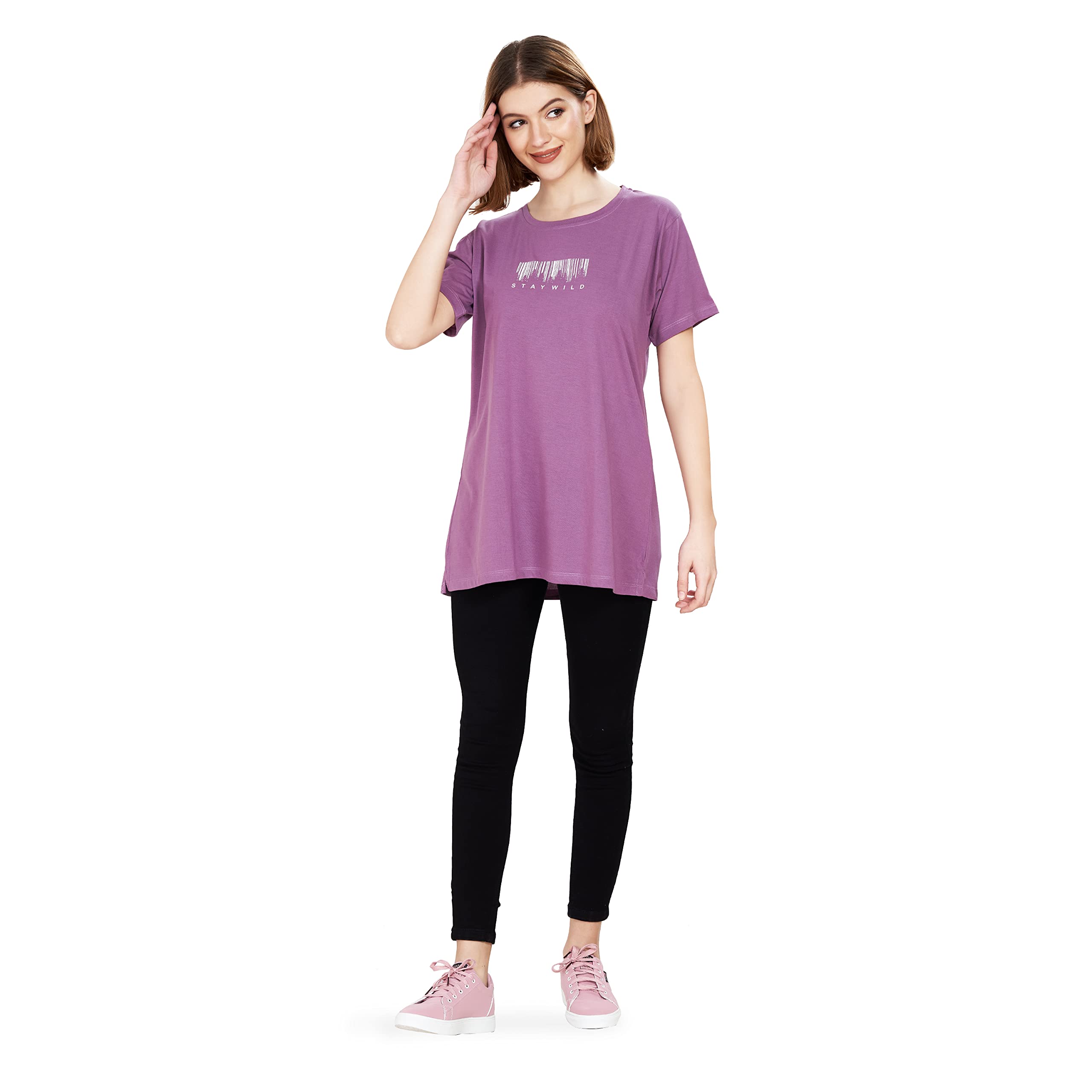 WEET Cotton Women's Printed T-Shirt - Purple - Image 5