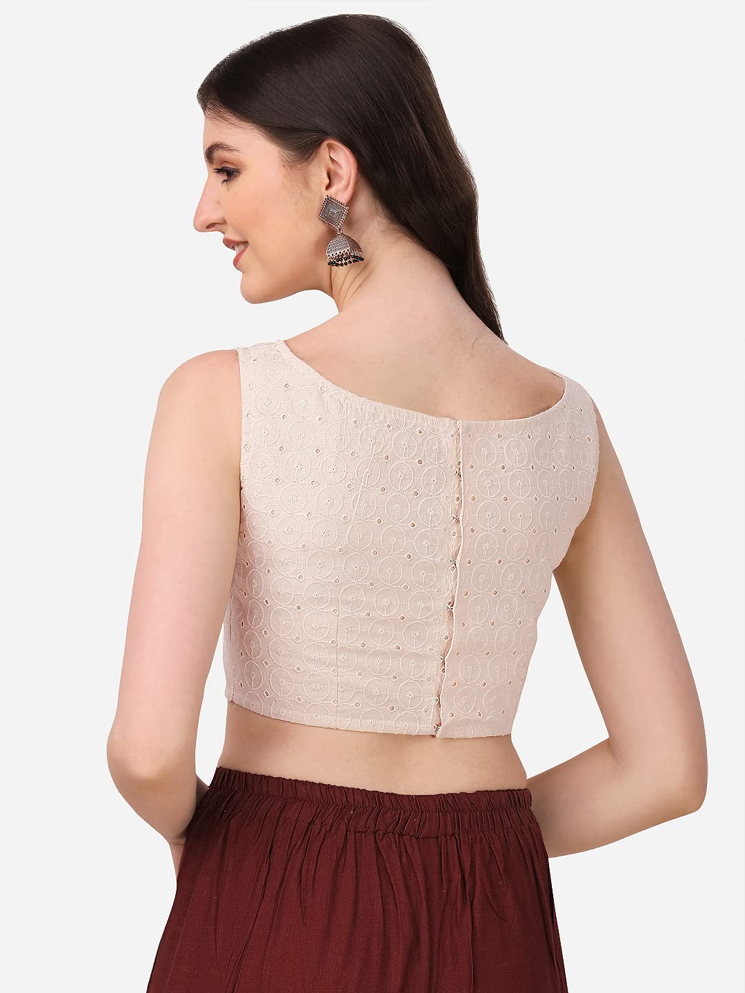 OOMPH Womens Cotton Blouse - Sleeveless V-Neck - Image 4