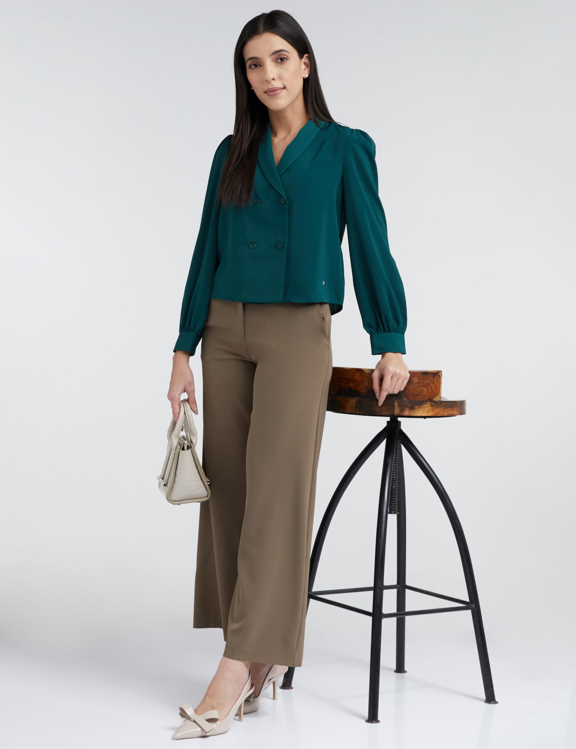 Allen Solly Women Regular Fit Blouse - Green - Image 3