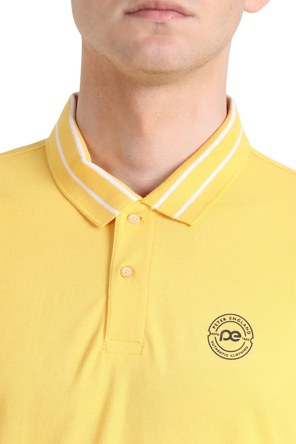 Peter England Men's Pique Polo T-Shirt - Yellow - Image 4