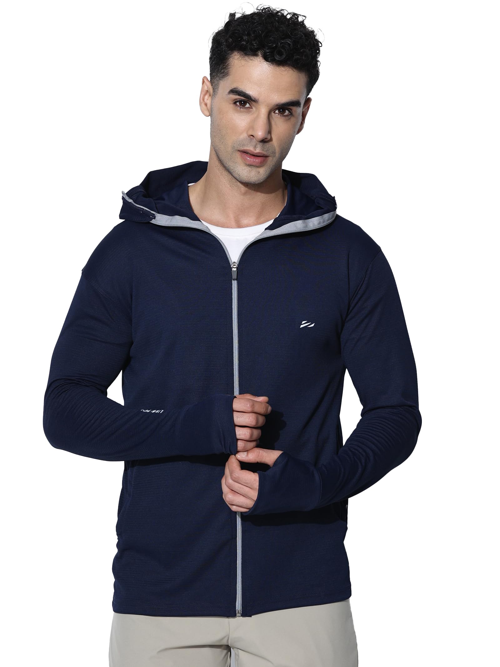 TYGA Men Nylon Blend Sunscreen Jacket - Navy Blue