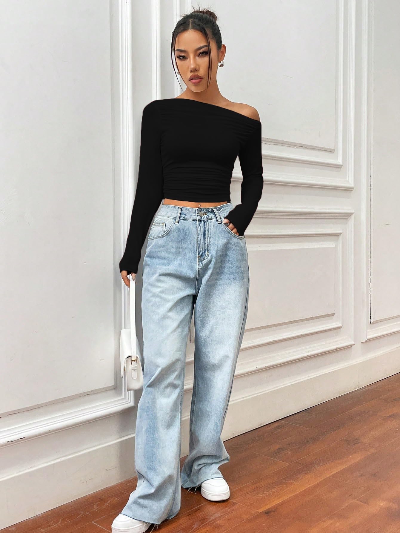 GarbGlide Solid Cropped Top - Asymmetrical - Image 3