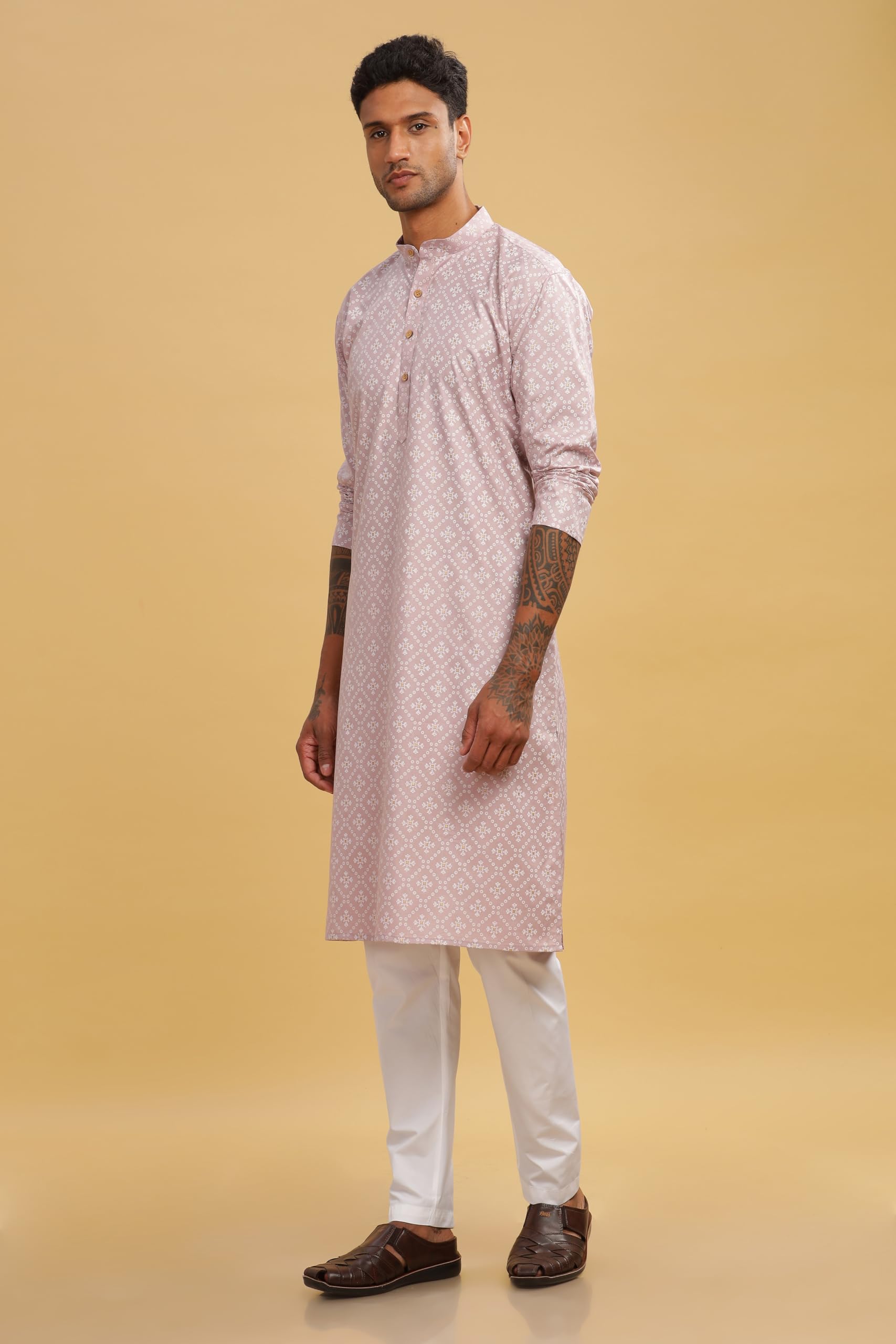 BE ACTIVE Men's Cotton Kurta - Pink - Image 5