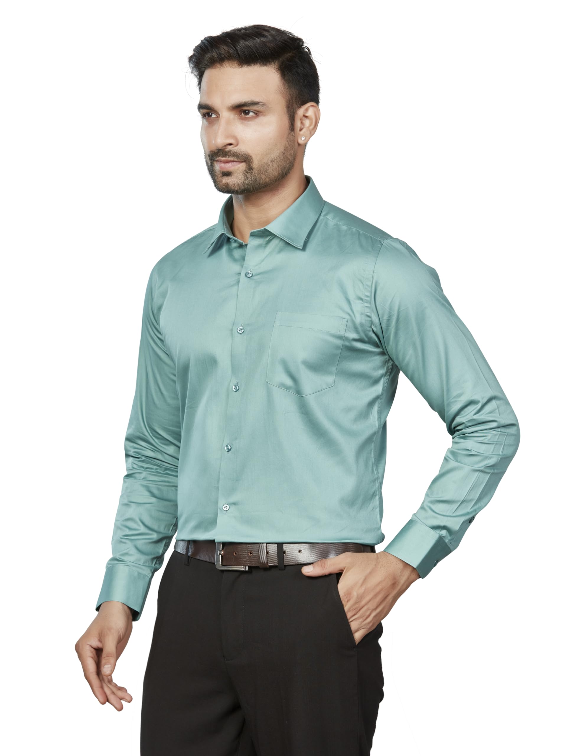 DUKUL Formal Shirt for Men - Green Cotton - Image 4