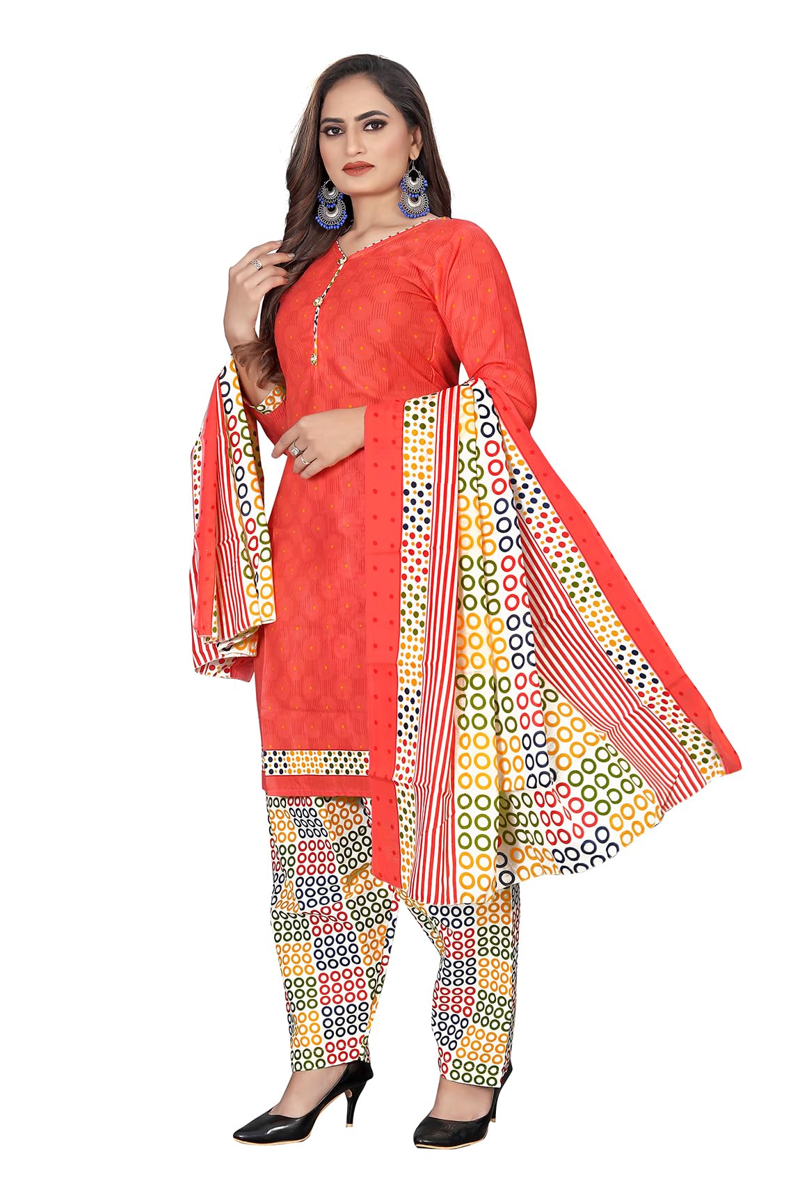 Merira Peach Cotton Patiala Salwar Suit - Image 5