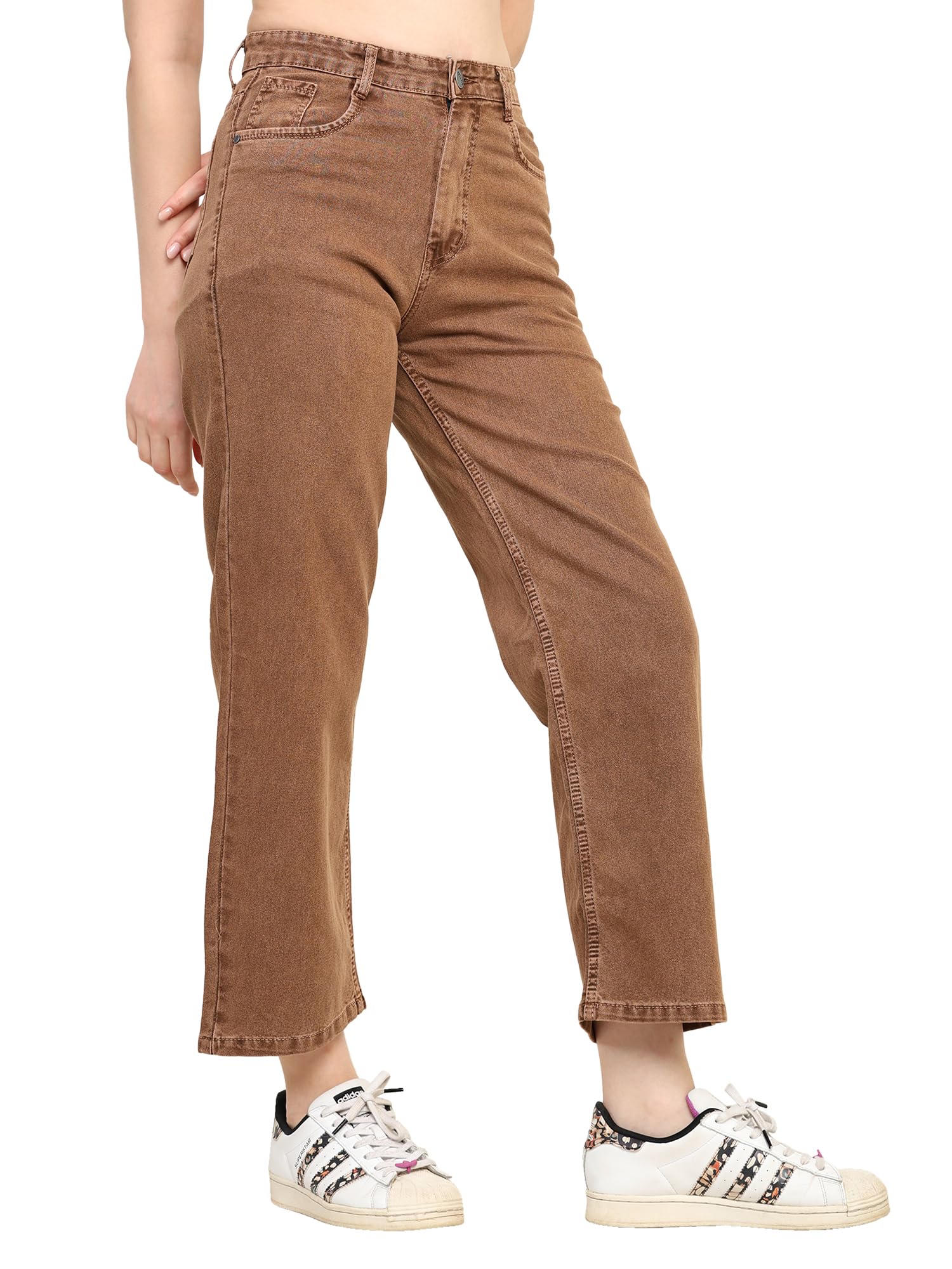 Zayla High-Waist Wide Leg Jeans for Women - Dark Brown - Image 4