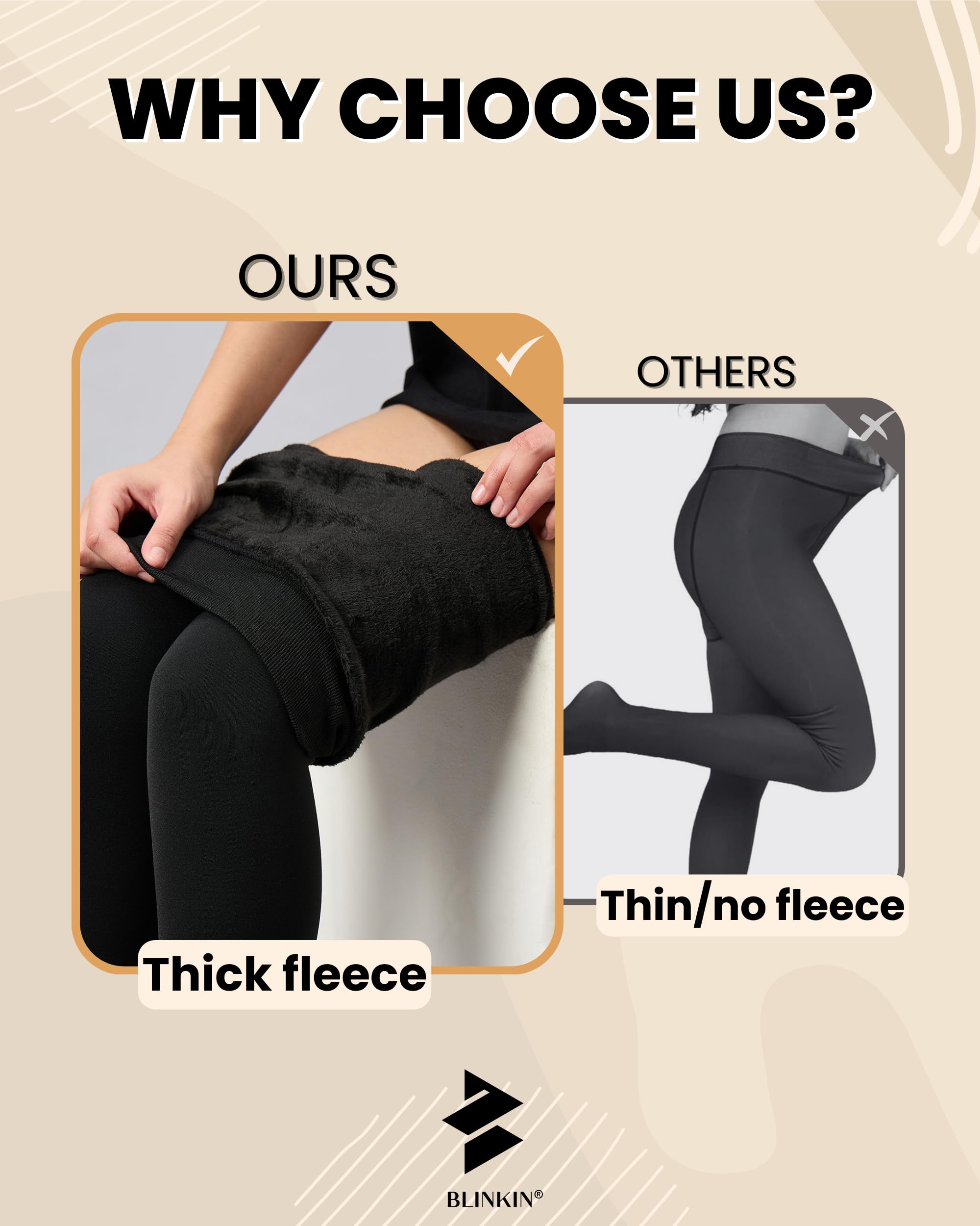 BLINKIN Women Fleece Leggings Thermal Tights - Image 3