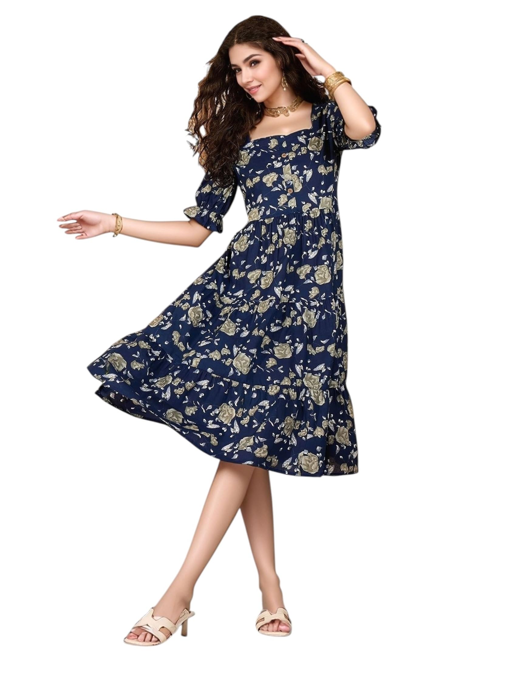 KRITANJYA Women Western Dress - Royal Blue