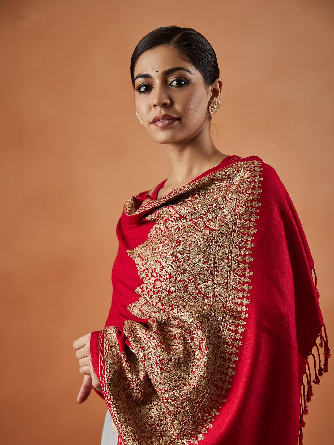 Pashmoda Firoza Kashmiri Aari Embroidery Stole for Women - Image 5