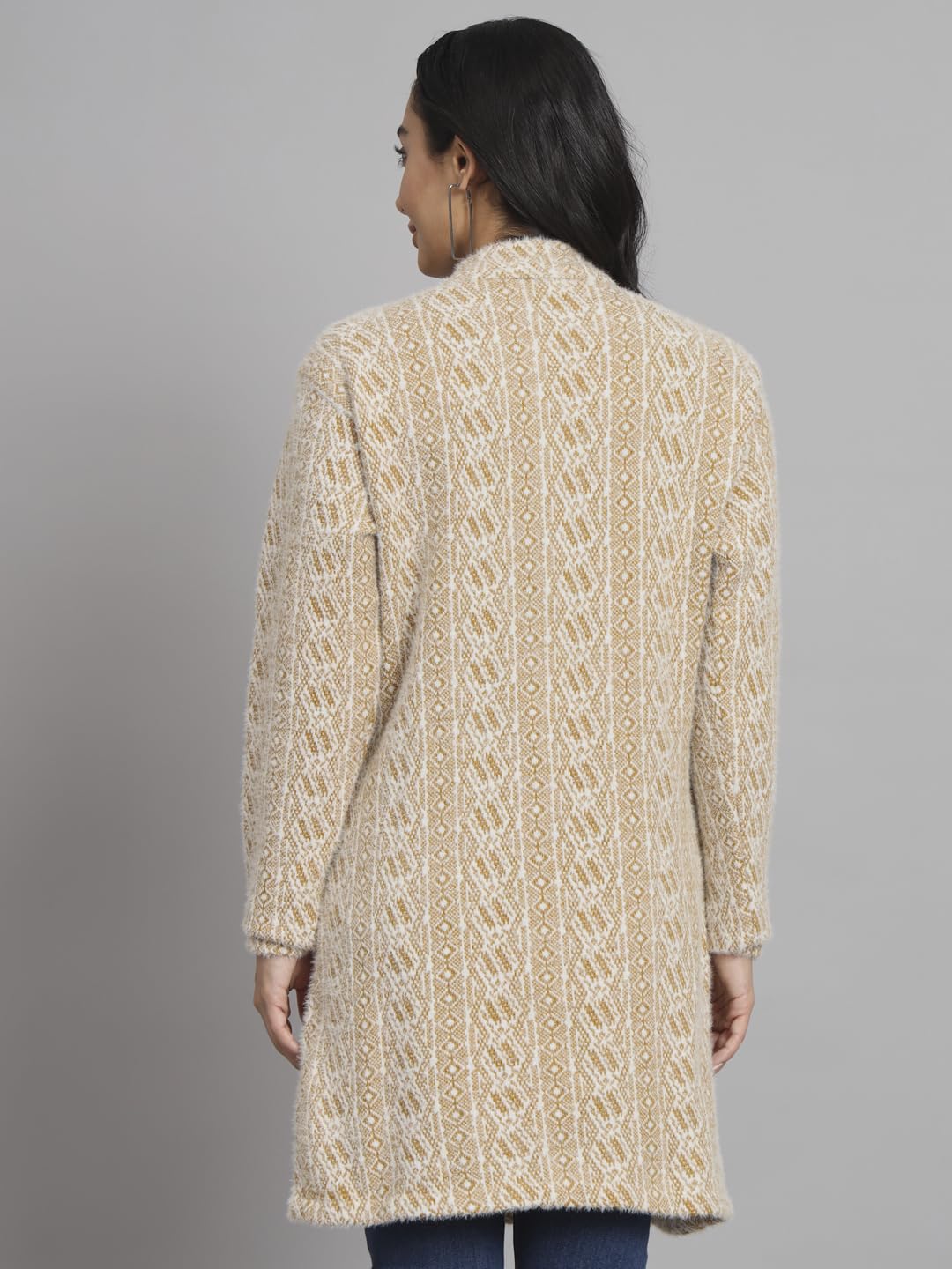 eWools Camel Woolen Long Coat Cardigan for Women - Image 2