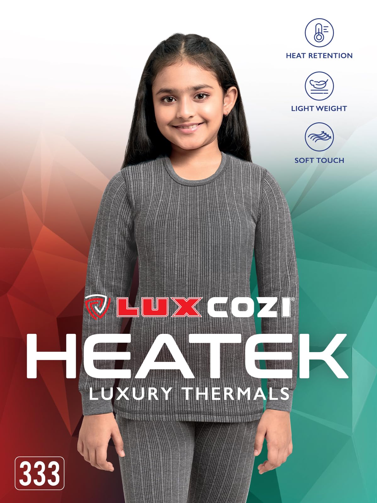 Lux Cozi Girl Thermal Top - Charcoal - Image 4