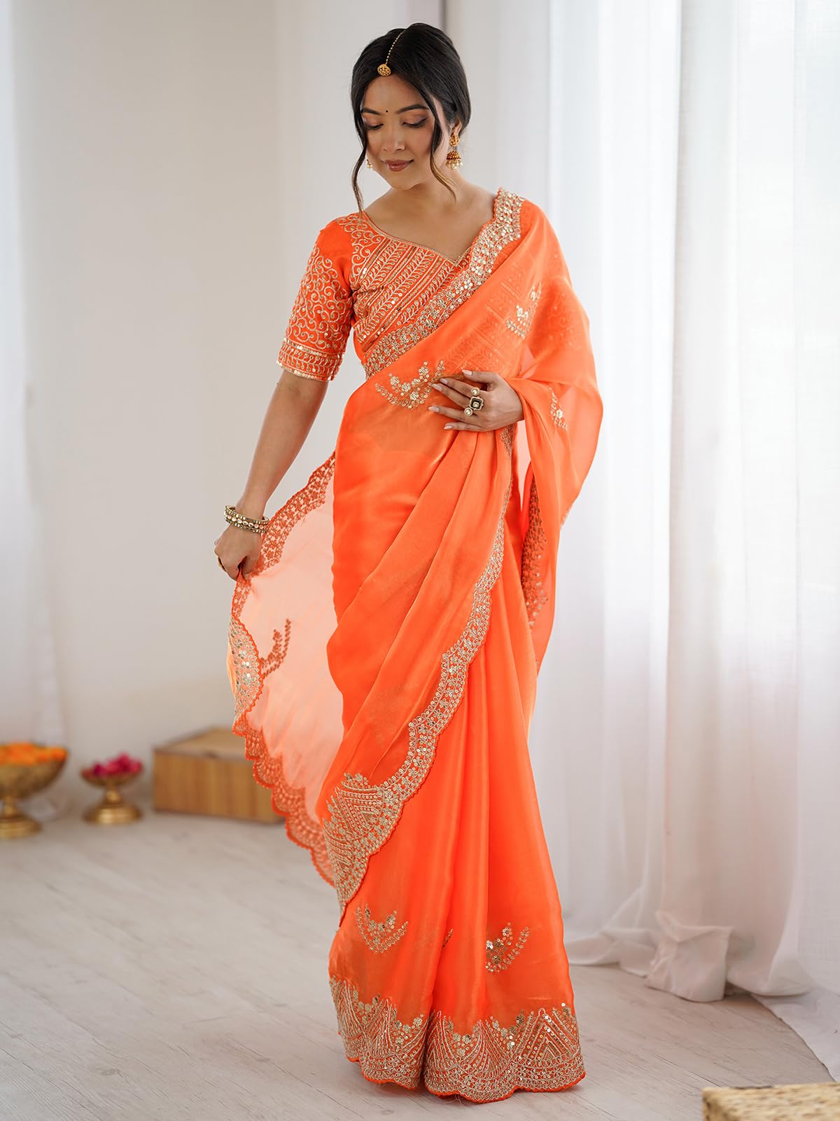 Satrani Women's Silk Saree with Sequins Embroidery - Image 2