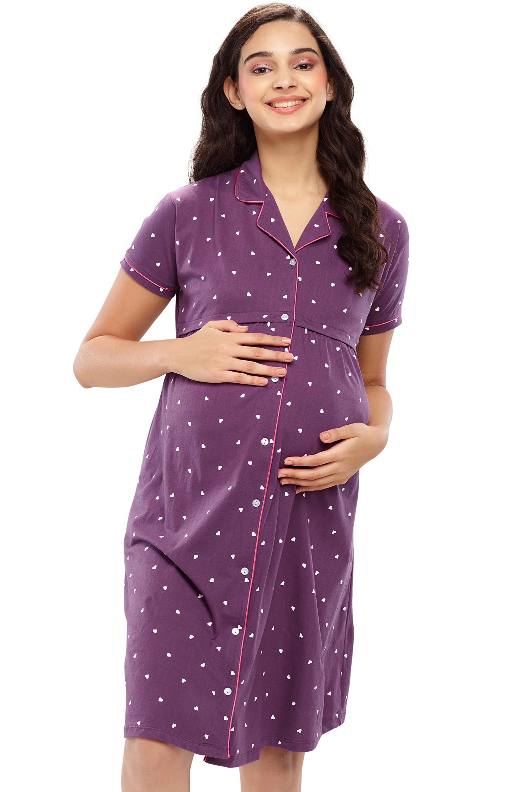 ZEYO Women's Maternity Nighty - Purple