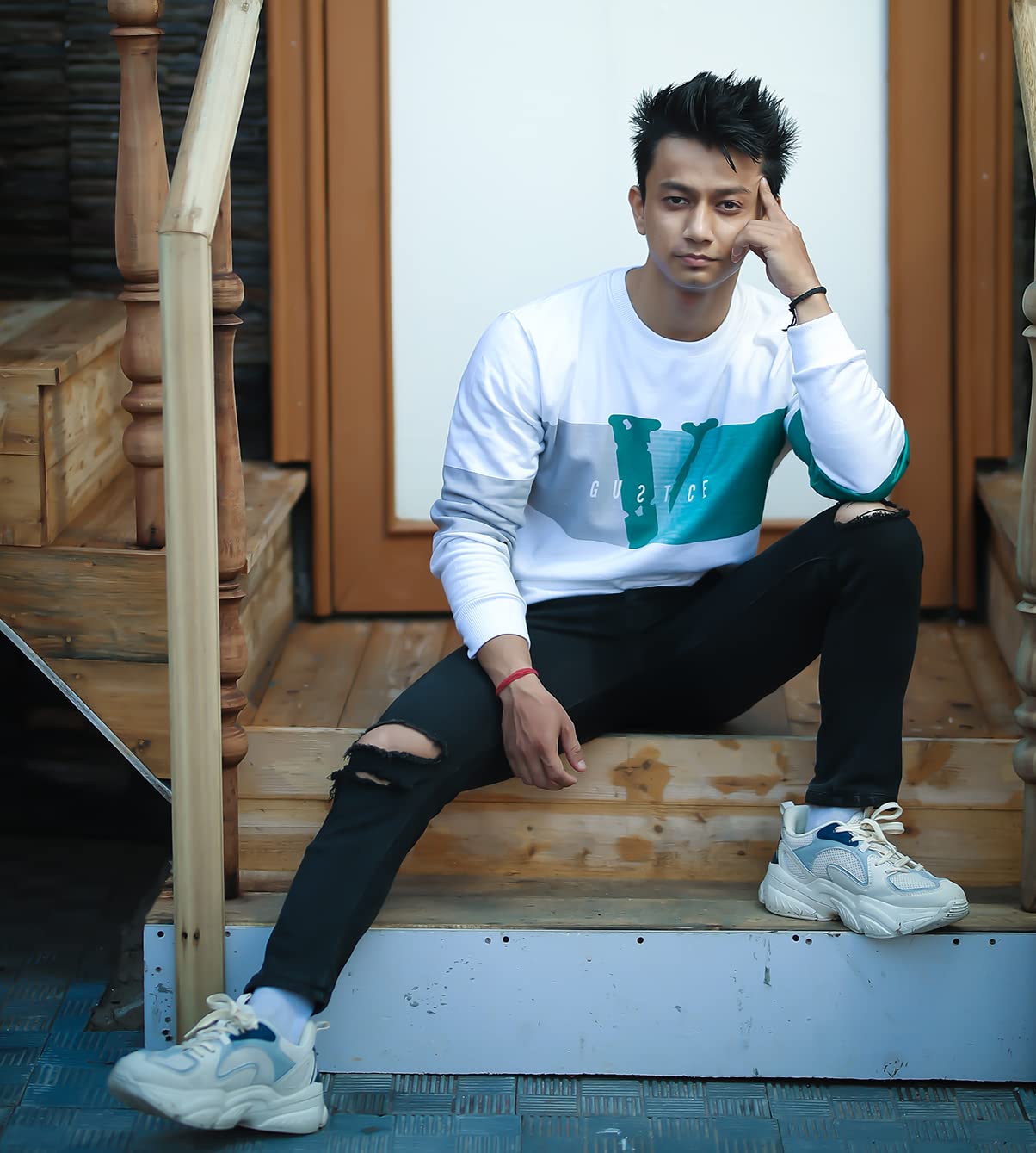 JUARI Men's Printed Full Sleeve T-Shirt - White - Image 3