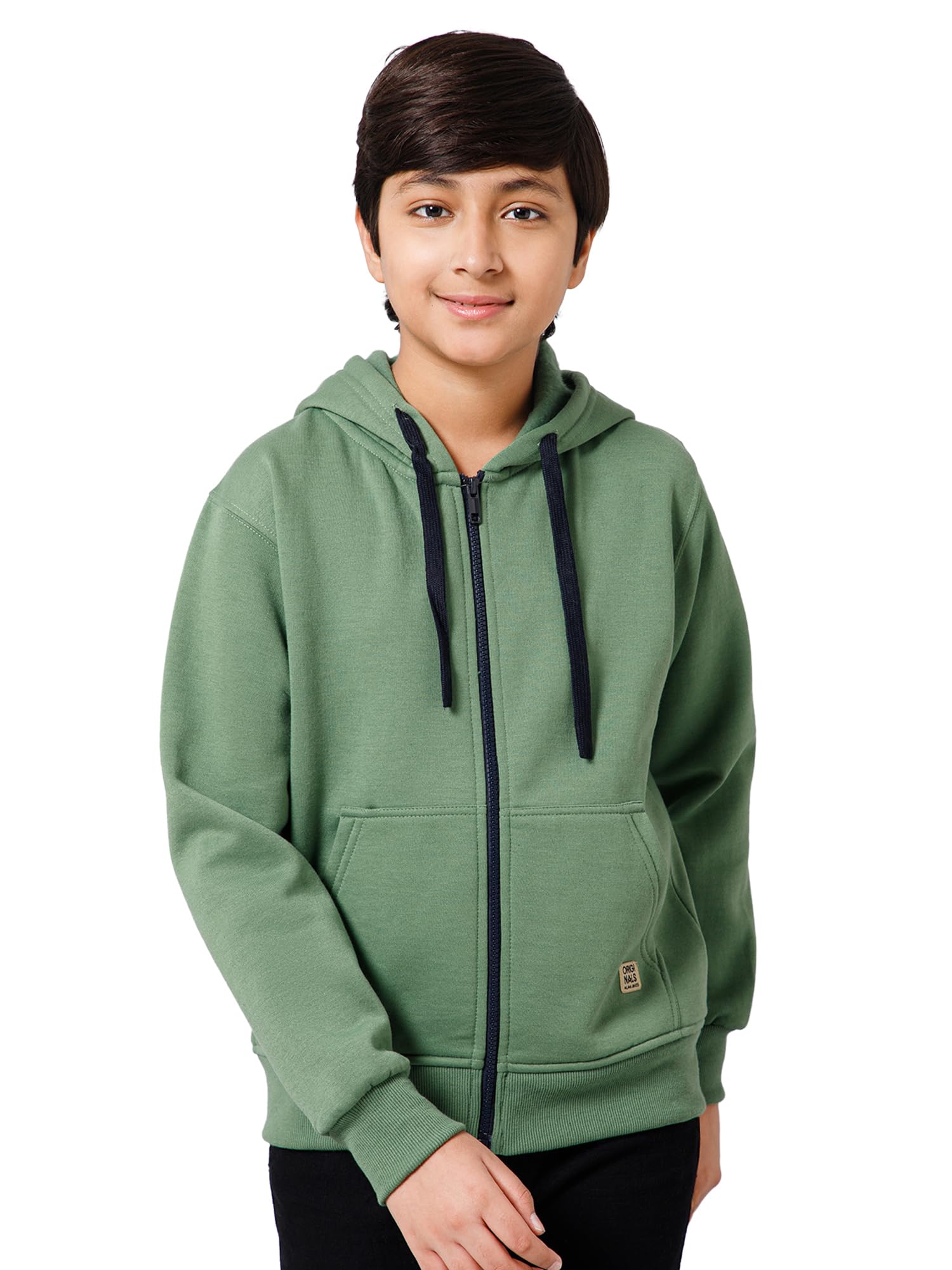 Alan Jones Boys Cotton Blend Hooded Sweatshirt - Green